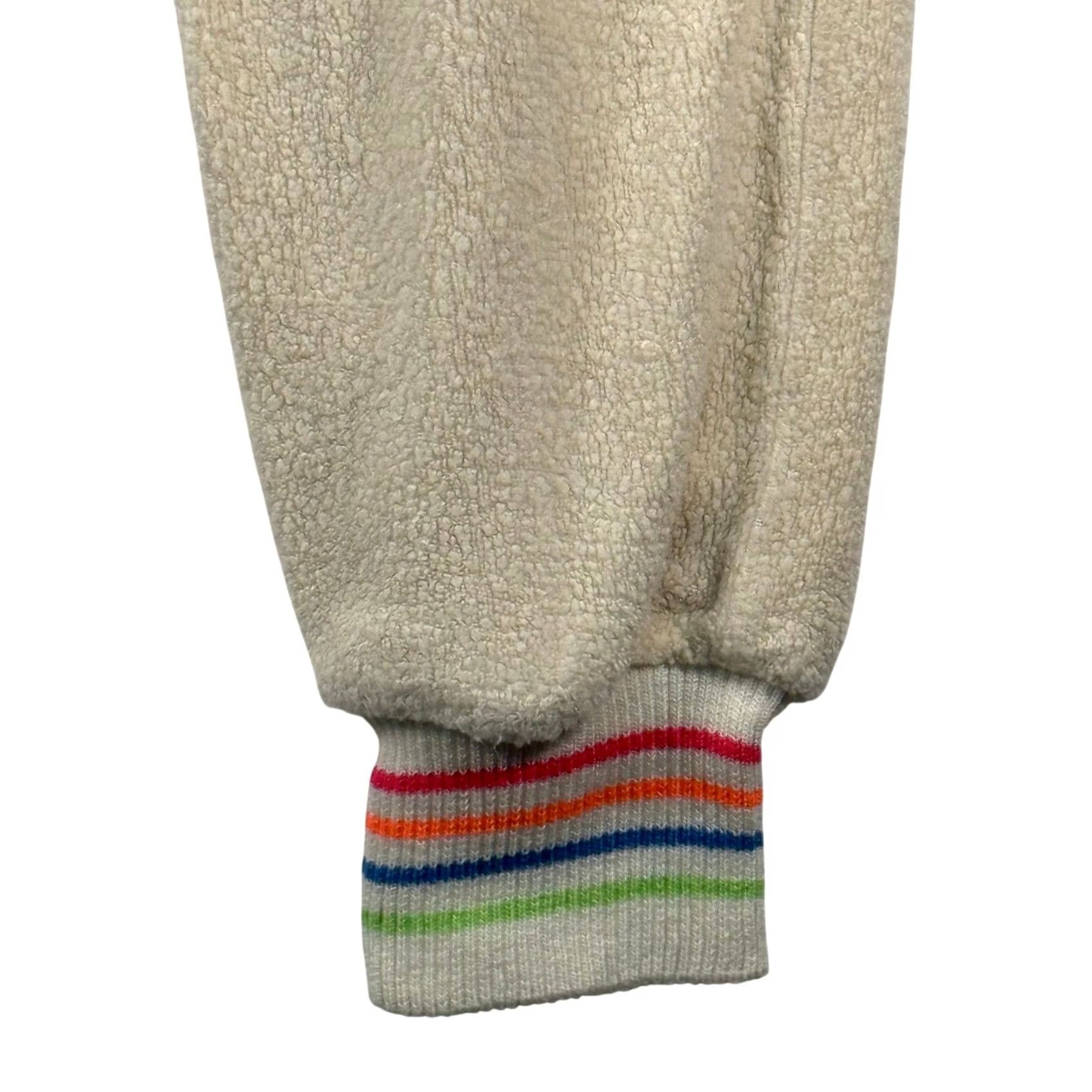 Sundry VINTAGE Sundry Joggers Sweatpants Ivory Rainbow Cuff 0 XS USA Made Adult Women Inseam 27" Relaxed Knit Fleece Activewear Casual Size 26" / US 2 / IT 38 - 3 Thumbnail