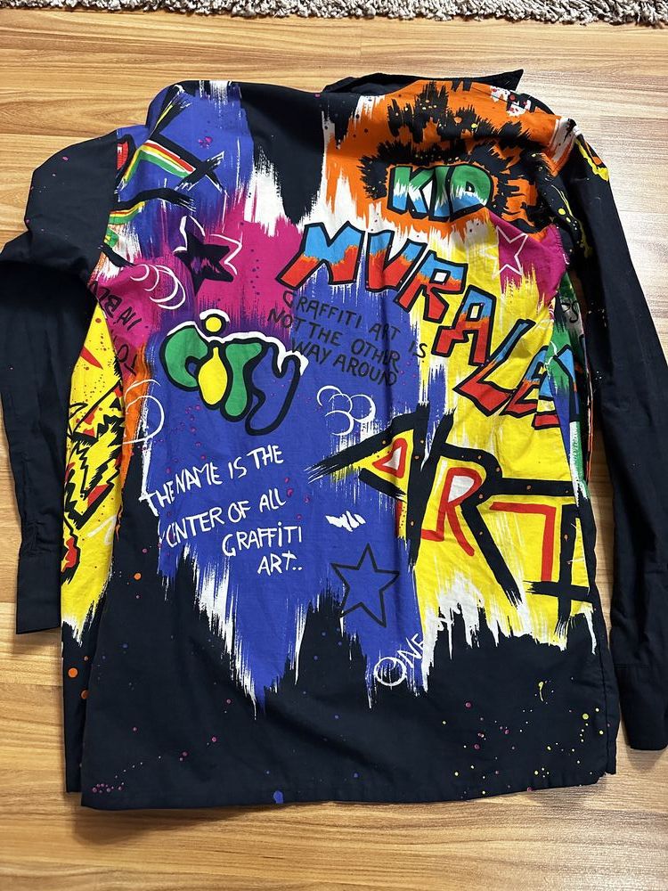 Versace × Versace Jeans Couture × Vintage Vintage Versace Graffiti Unisex Silk Shirt Size US M / EU 48-50 / 2 - 4 Thumbnail