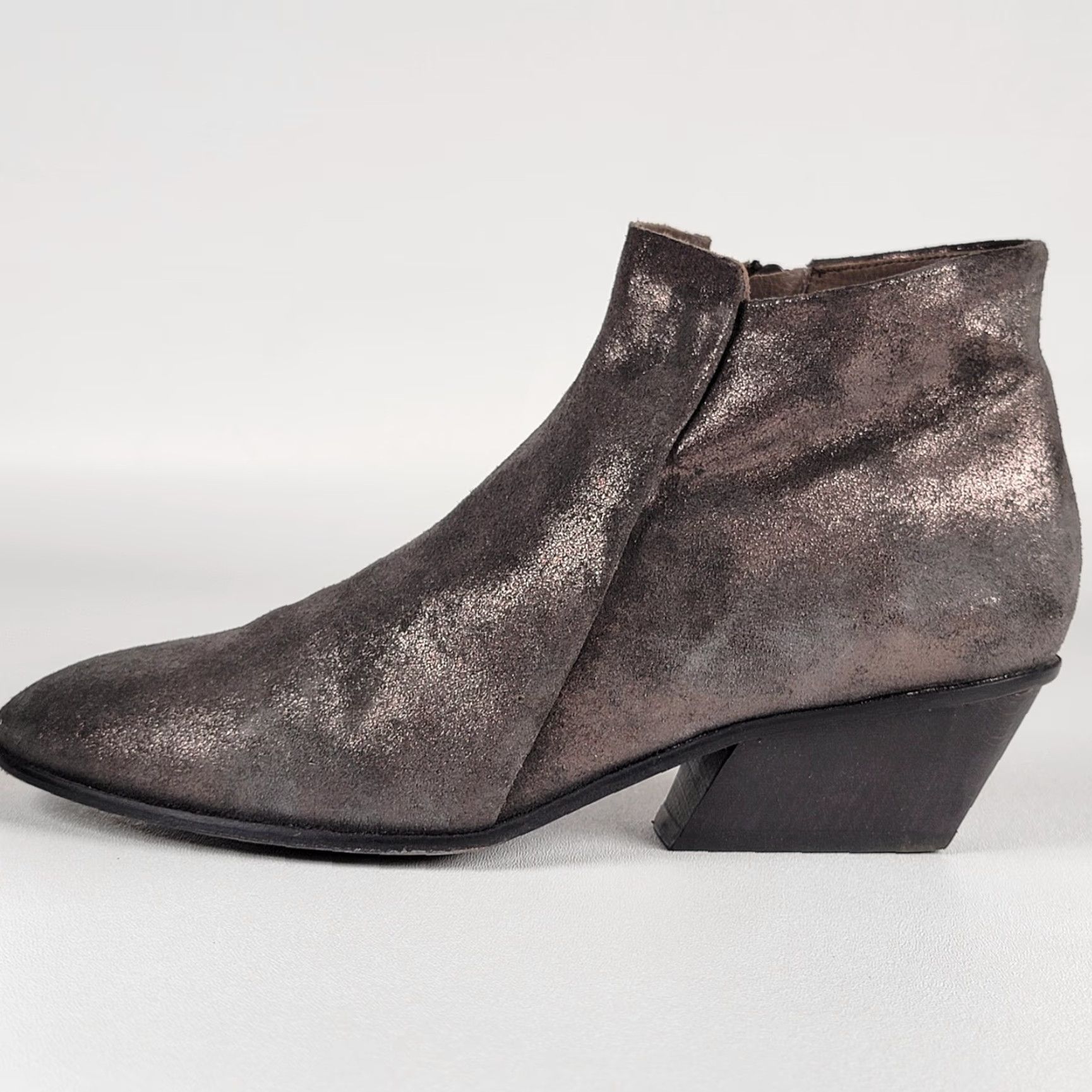Vintage Coclico Bronze Leather Ankle Boots Women 38 Leather Western Block Heel Zip Size US 6 / IT 36 - 7 Thumbnail