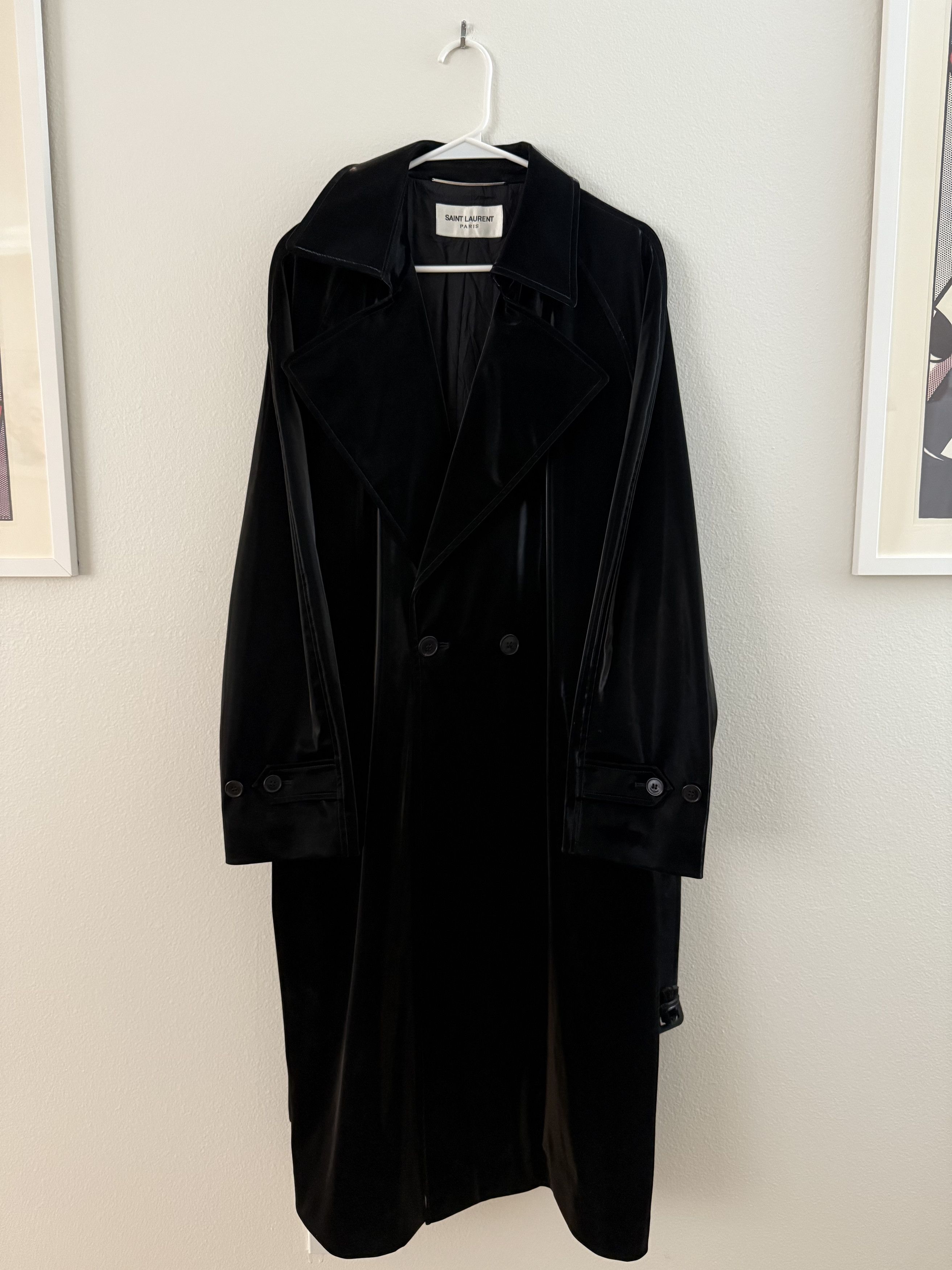 Saint Laurent Paris Lacquered Effect Trench Coat Size US M / EU 48-50 / 2 - 1 Thumbnail