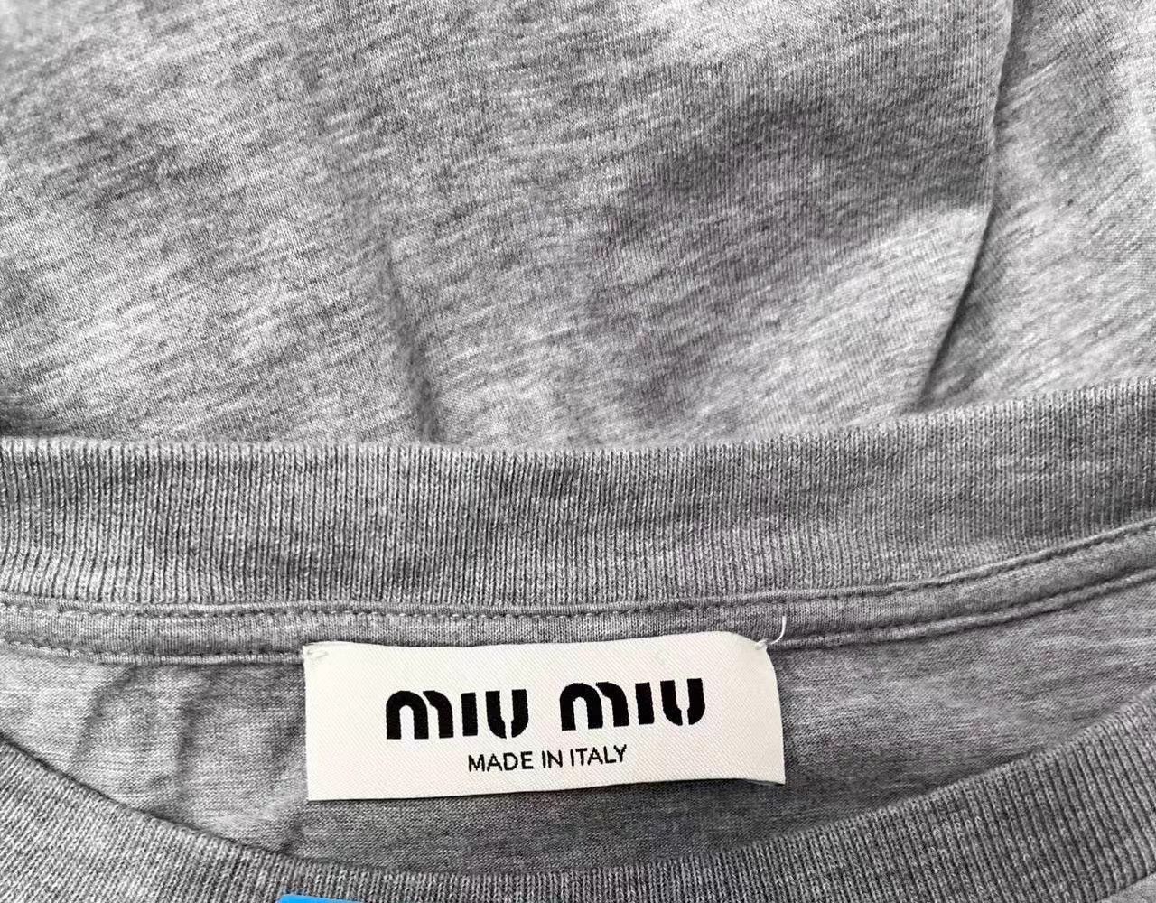 Miu Miu MIU MIU logo-embroidered dropped long tee wmn gray S Size S / US 4 / IT 40 - 4 Thumbnail