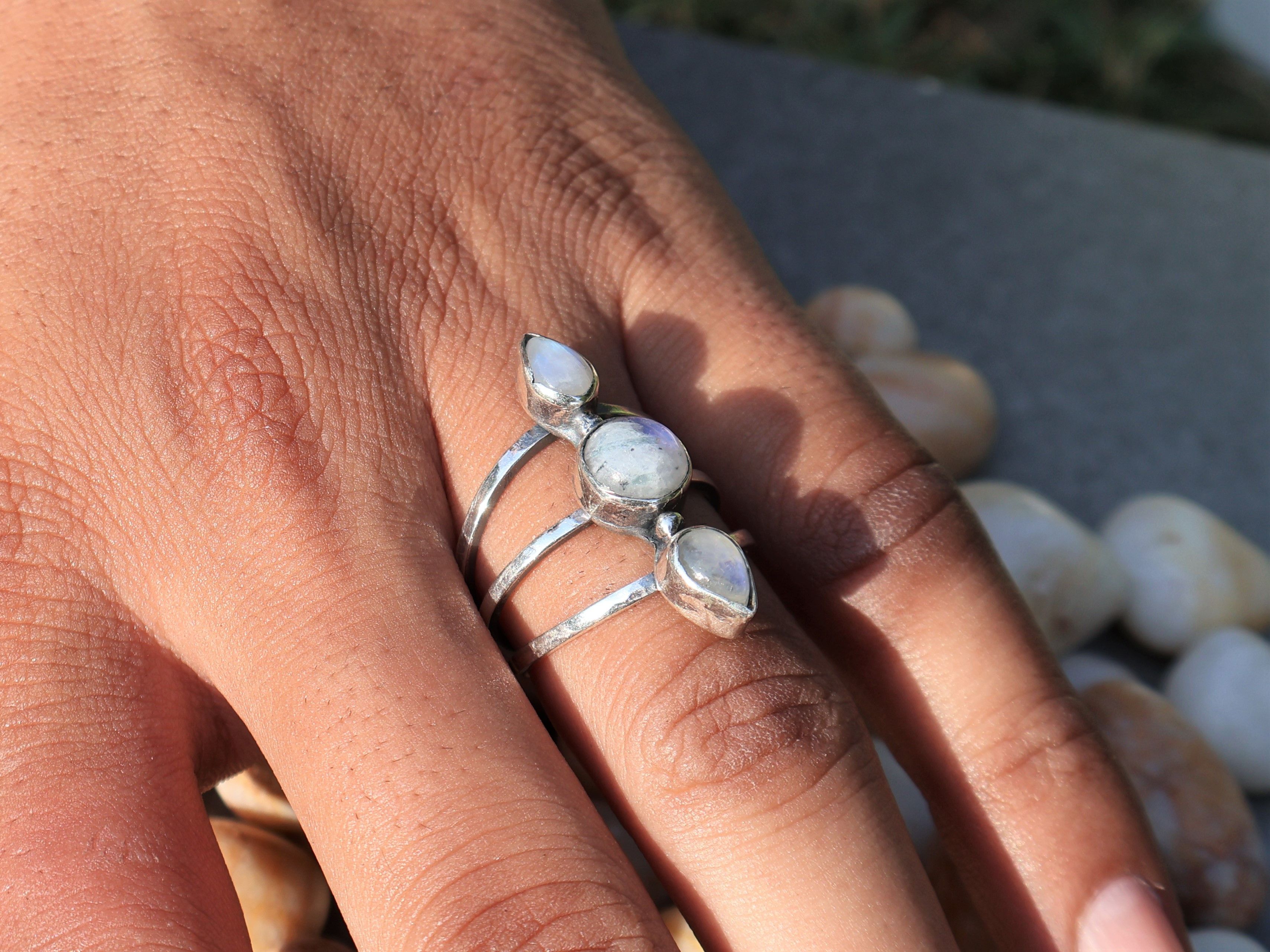 Handmade Rainbow Moonstone Ring, Sterling Silver Ring, Handmade Ring, Size ONE SIZE - 5 Thumbnail