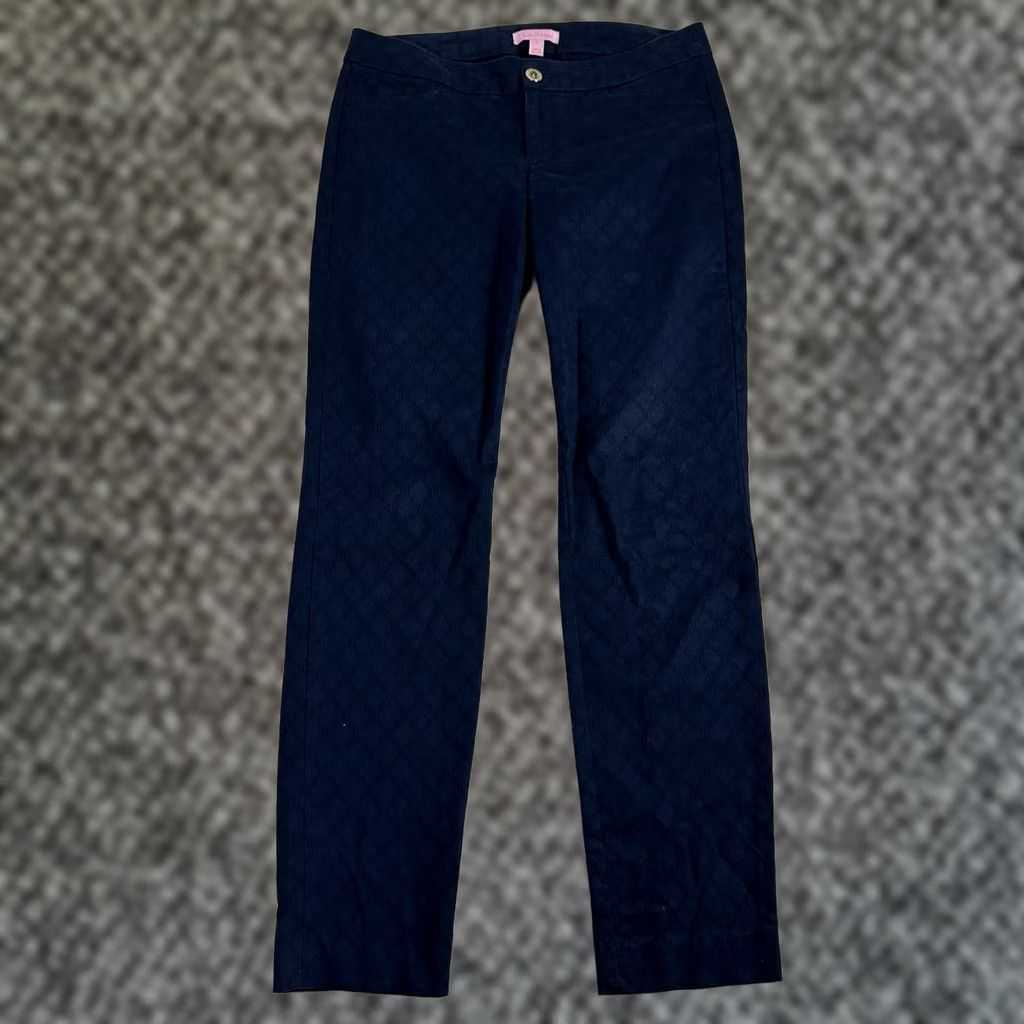 Lilly Pulitzer Lilly Pulitzer Kelly Textured Ankle Length Skinny Pant Midnight Navy Size 2 Size 26" / US 2 / IT 38 - 1 Thumbnail