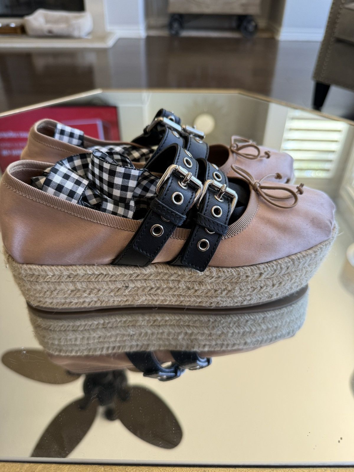 Miu Miu Miu Miu Pink Satin Platform Ballerina Espadrilles Size US 8 / IT 38 - 2 Thumbnail
