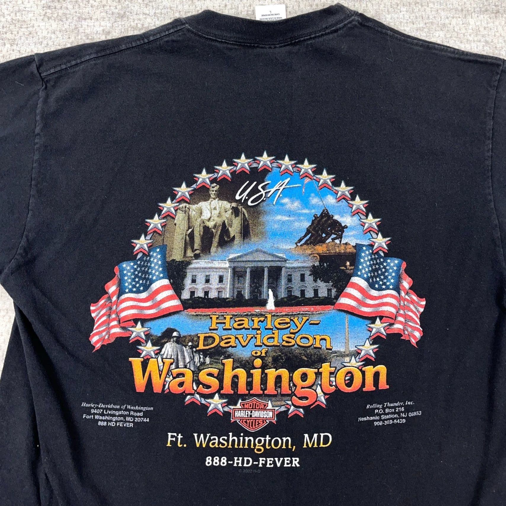 Harley Davidson VINTAGE Harley-Davidson Shirt Men Large Black Tee Rolling Thunder Ride Biker Y2K Pow Mia Size US L / EU 52-54 / 3 - 3 Thumbnail