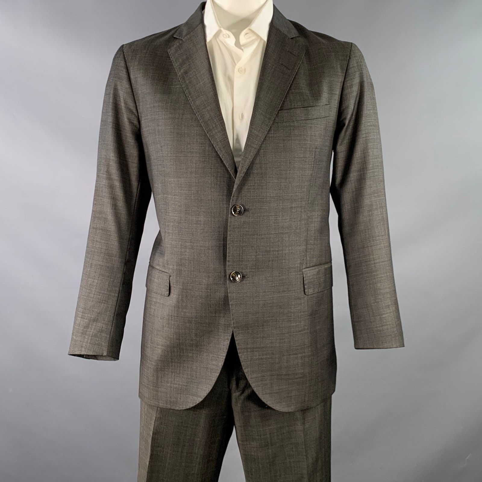 Tiger of Sweden Size 46 Black Cream Dots Wool Cashmere Notch Lapel Suit Size 46R - 1 Thumbnail
