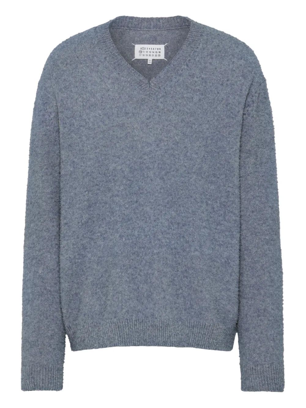Maison Margiela o1w1db10526 Four-stitch V-neck Sweater in Light Blue Size US L / EU 52-54 / 3 - 1 Thumbnail
