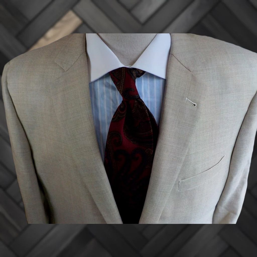 Brooks Brothers BROOKS BROTHERS 1818 Fitzgerald Blazer Wool Oatmeal 2 Button SZ 46R Mens Jacket Coat Blazer 2 Button Notch Wool 100% Tats Size 46R - 1 Thumbnail