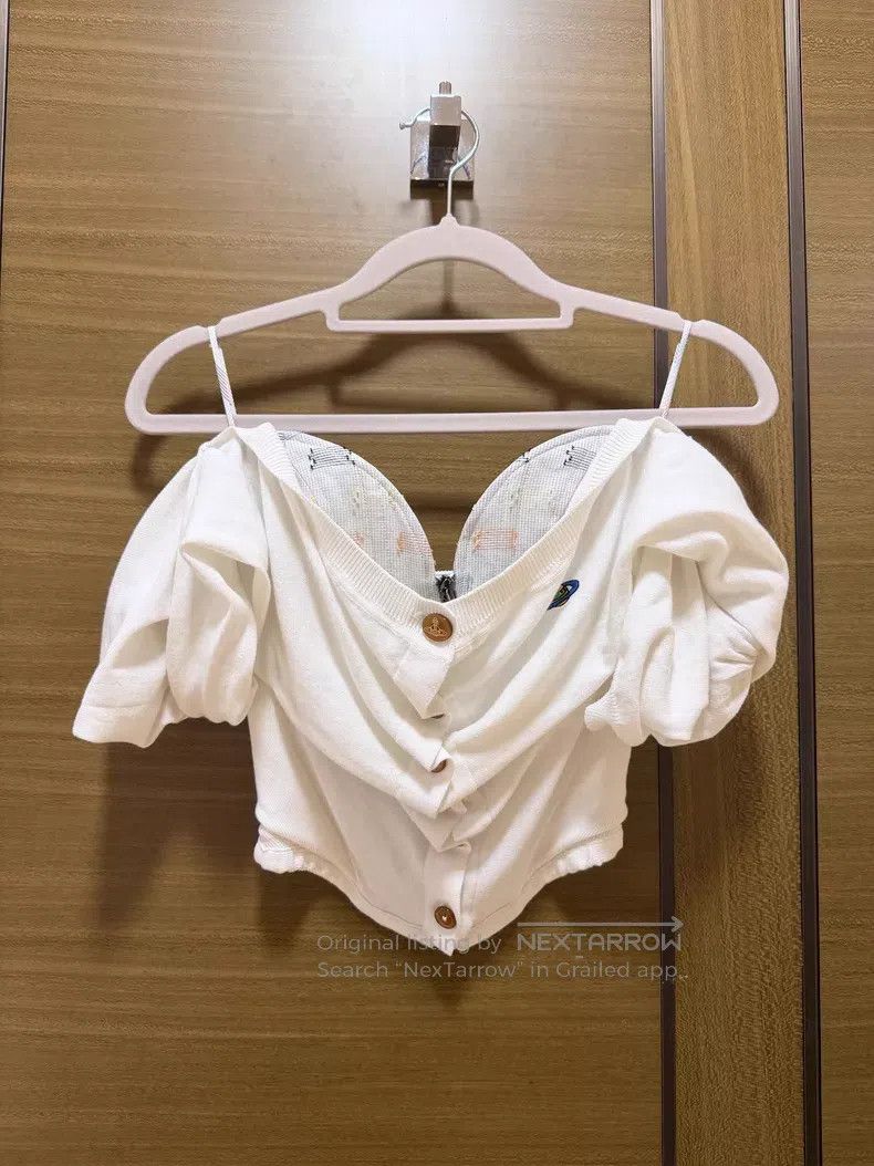Vivienne Westwood Vivienne Westwood White Square Neck Fishbone Knitted Busti Size XS / US 0-2 / IT 36-38 - 2 Thumbnail
