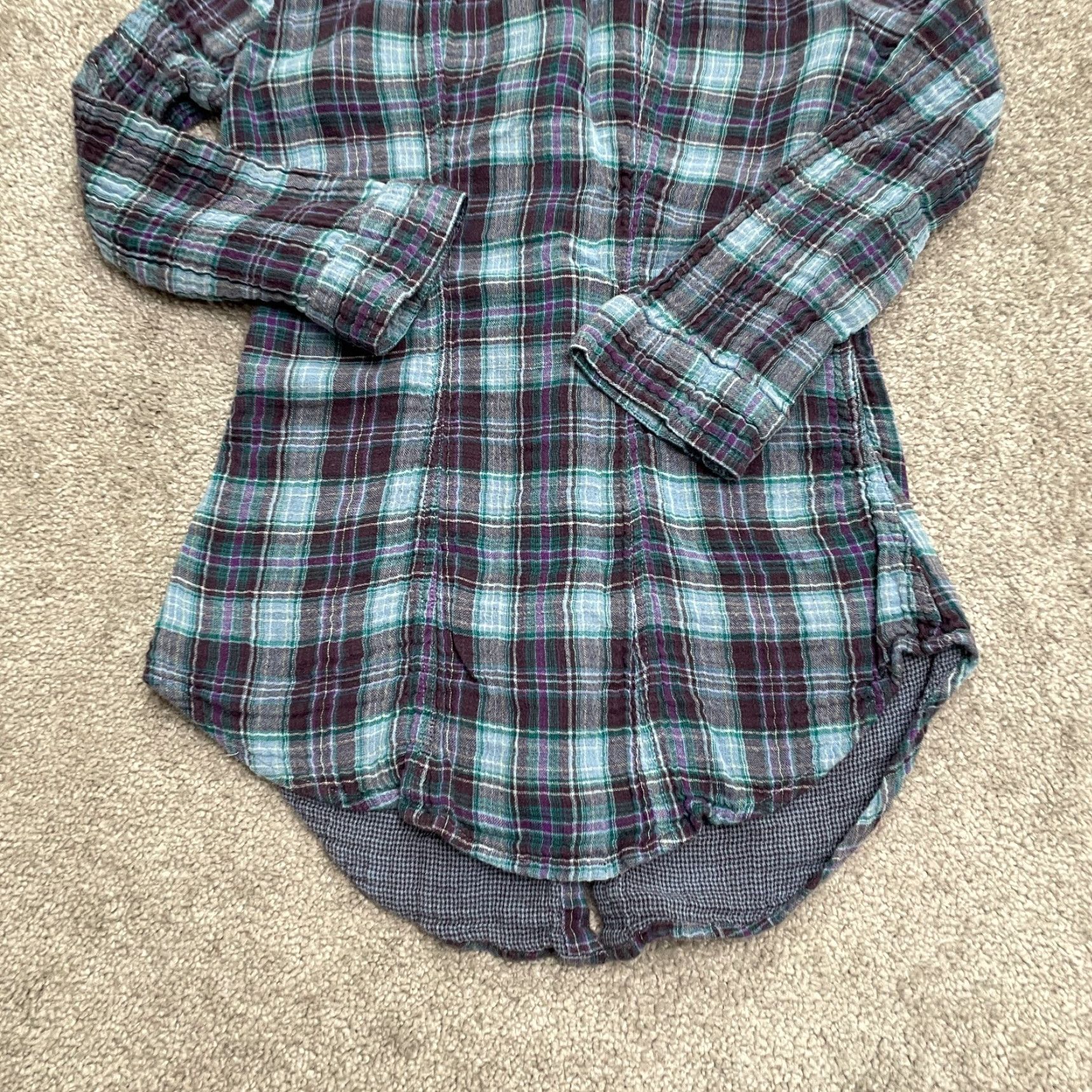 AQUA Aqua by Bloomingdale's Button-Down Shirt Women Small Multicolor Plaid Long Sleeve Size S / US 4 / IT 40 - 5 Thumbnail