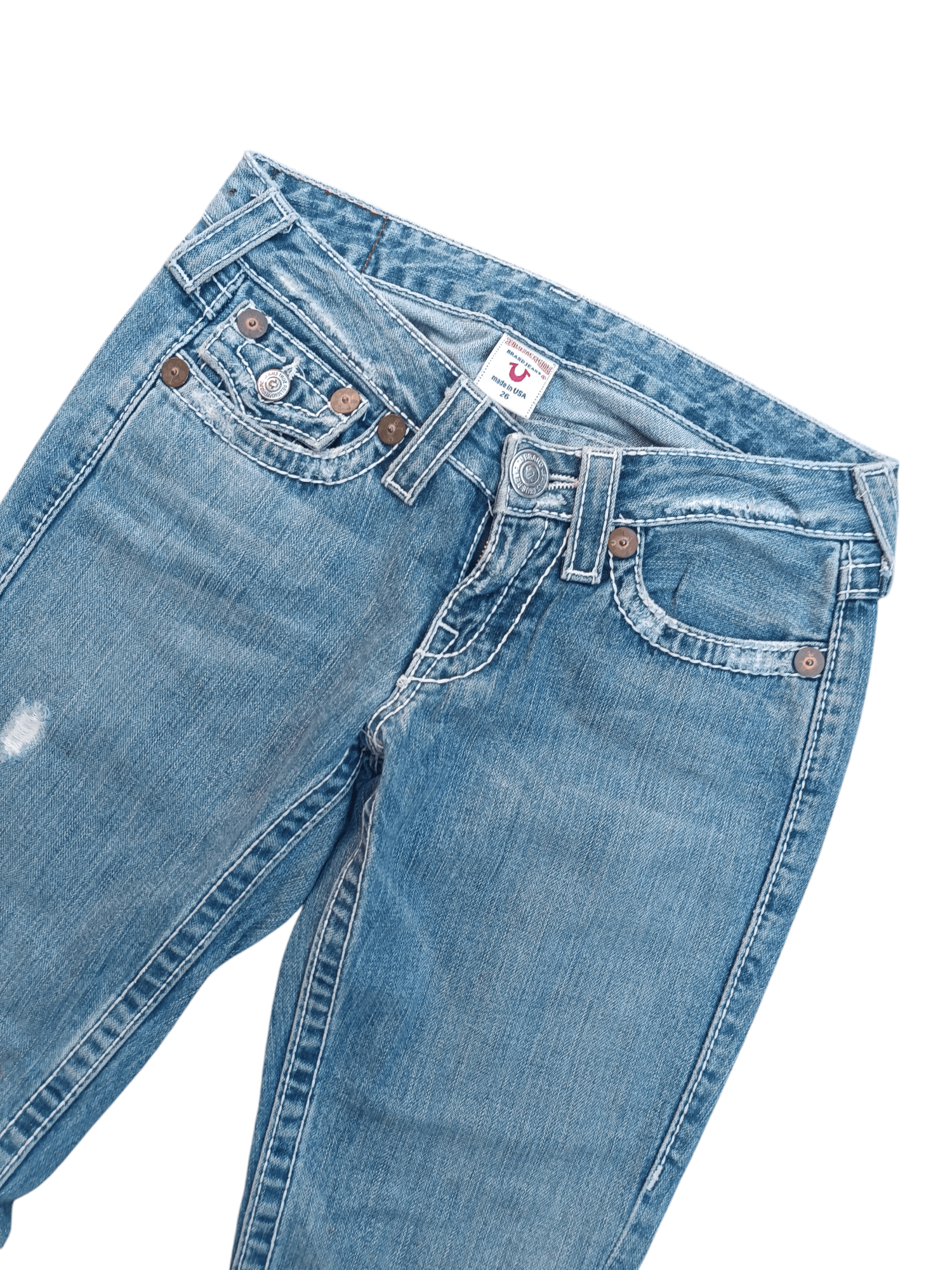 American Apparel × True Religion FLARED 💥 TRUE RELIGION DISTRESSED JOEY BIG T DENIM TR13 Size 27" / US 4 / IT 40 - 18 Thumbnail