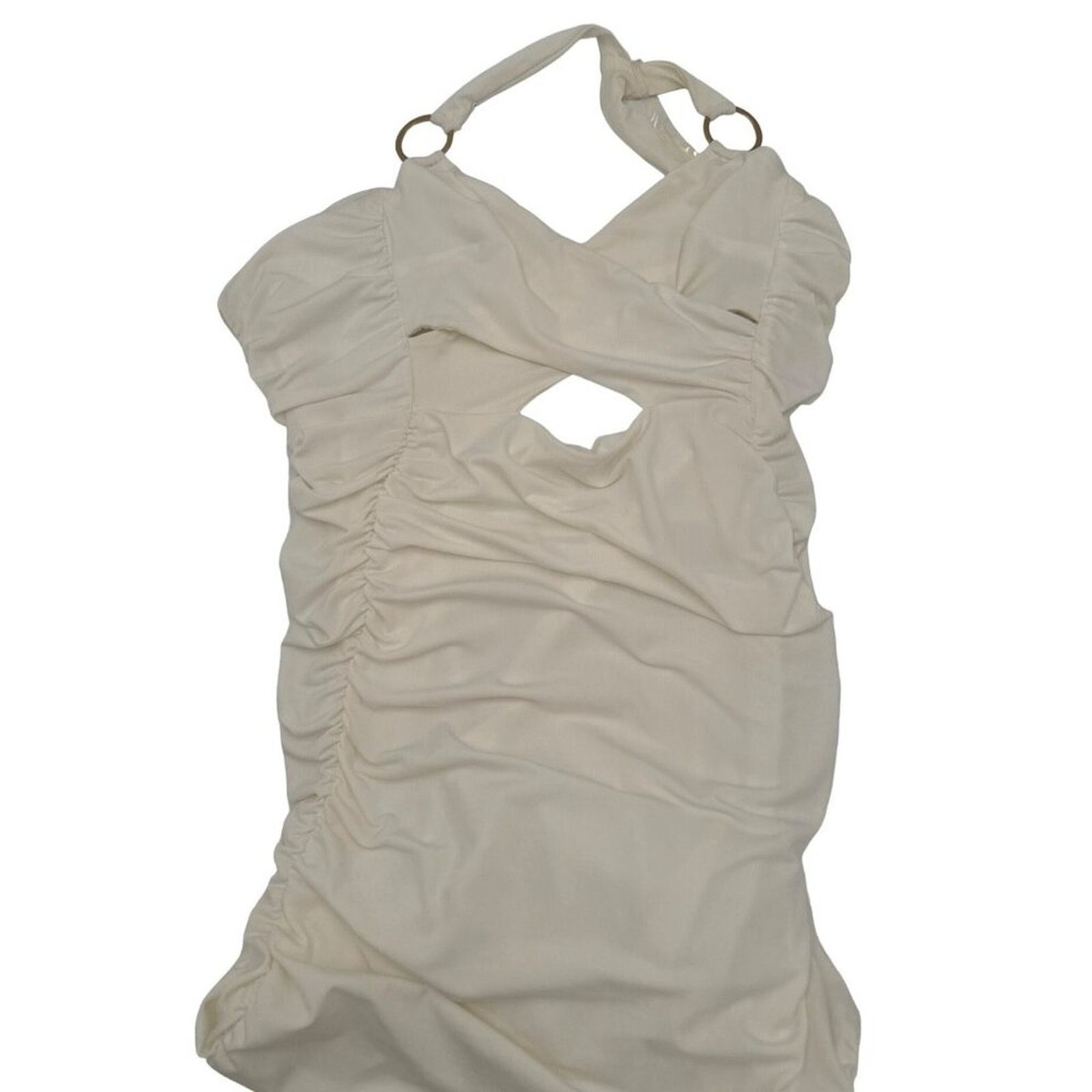 Other Nookie Riley Ring Midi Dress Ivory Lined Ruched Small Size S / US 4 / IT 40 - 14 Thumbnail