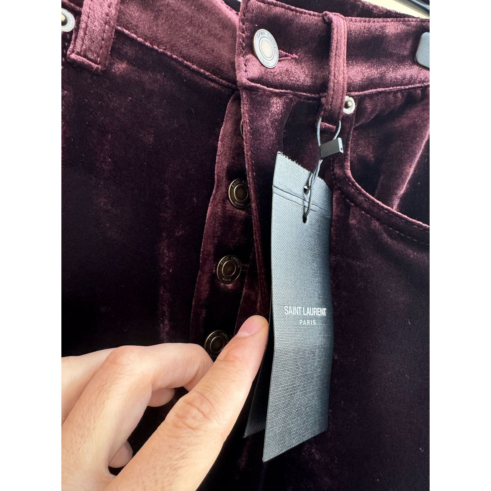 Saint Laurent Paris o1rshd1 Wide Leg Velvet / Velour Pants in Burgundy Size US 32 / EU 48 - 9 Thumbnail