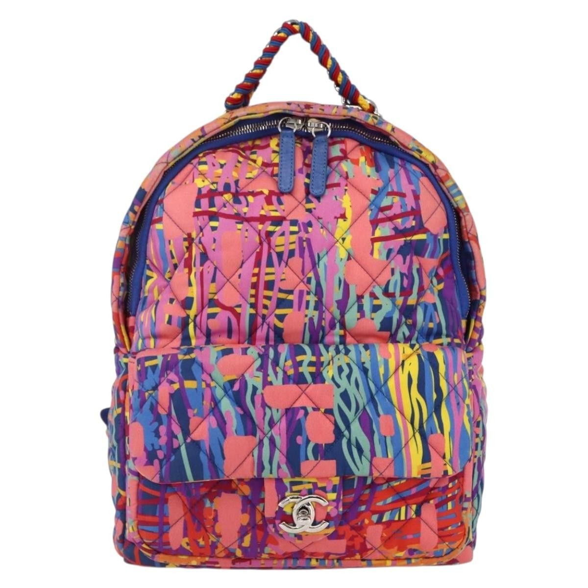 Chanel Chanel CC Pocket Backpack Quilted Printed Foulard Size ONE SIZE - 1 Thumbnail