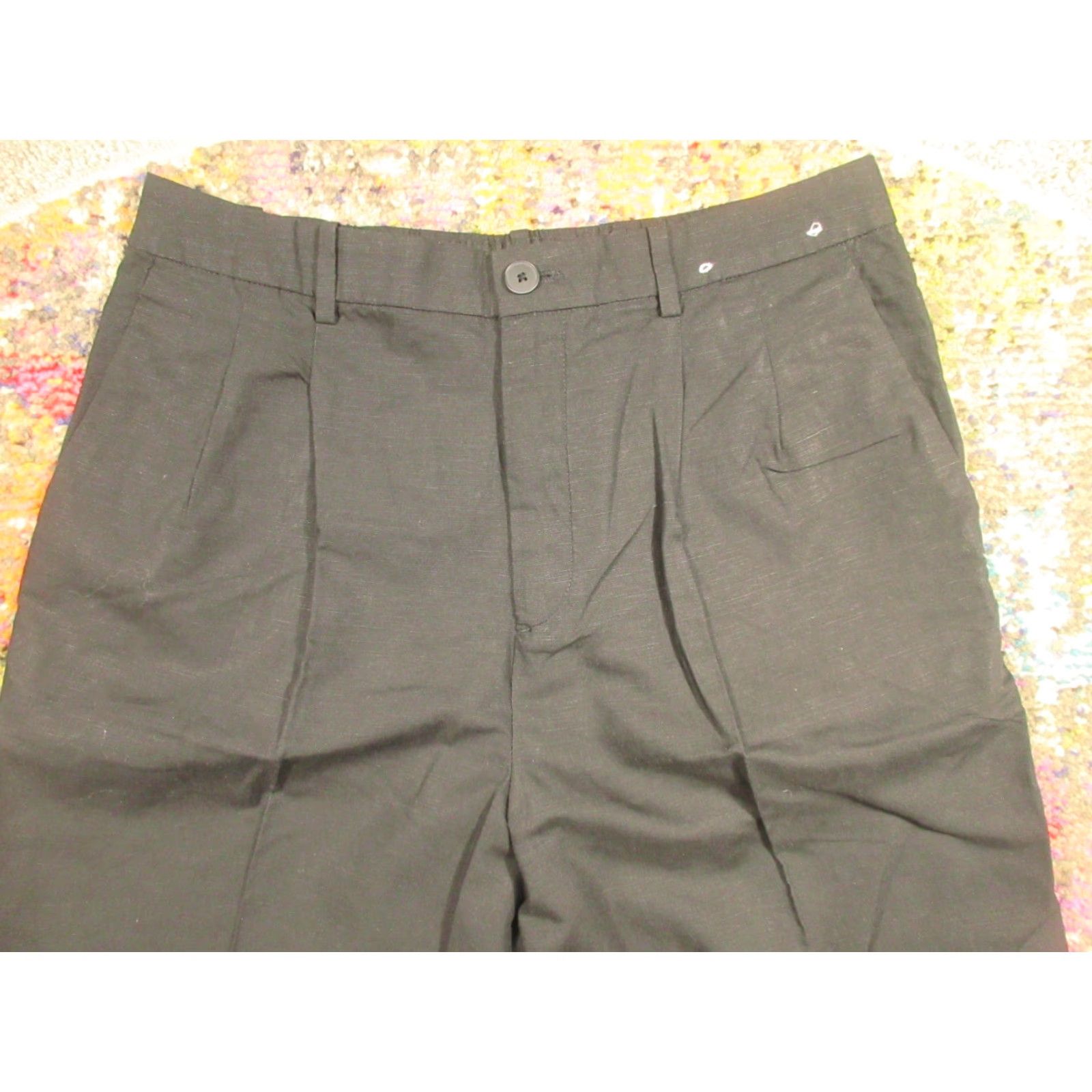 Uniqlo Uniqlo Linen Blend Dress Pants Womens M Black Wide Leg Pockets Office Retro EUC Size 32" / US 10 / IT 46 - 3 Thumbnail