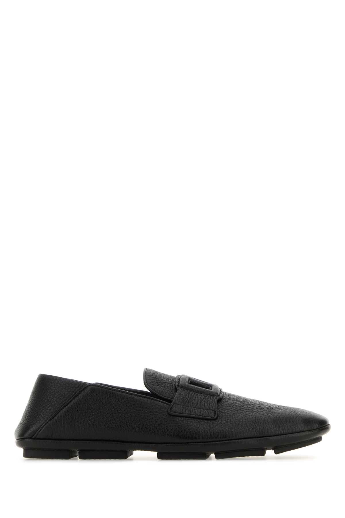 image of Dolce Gabbana Black Leather Driver Loafers, Men's (Size 10)