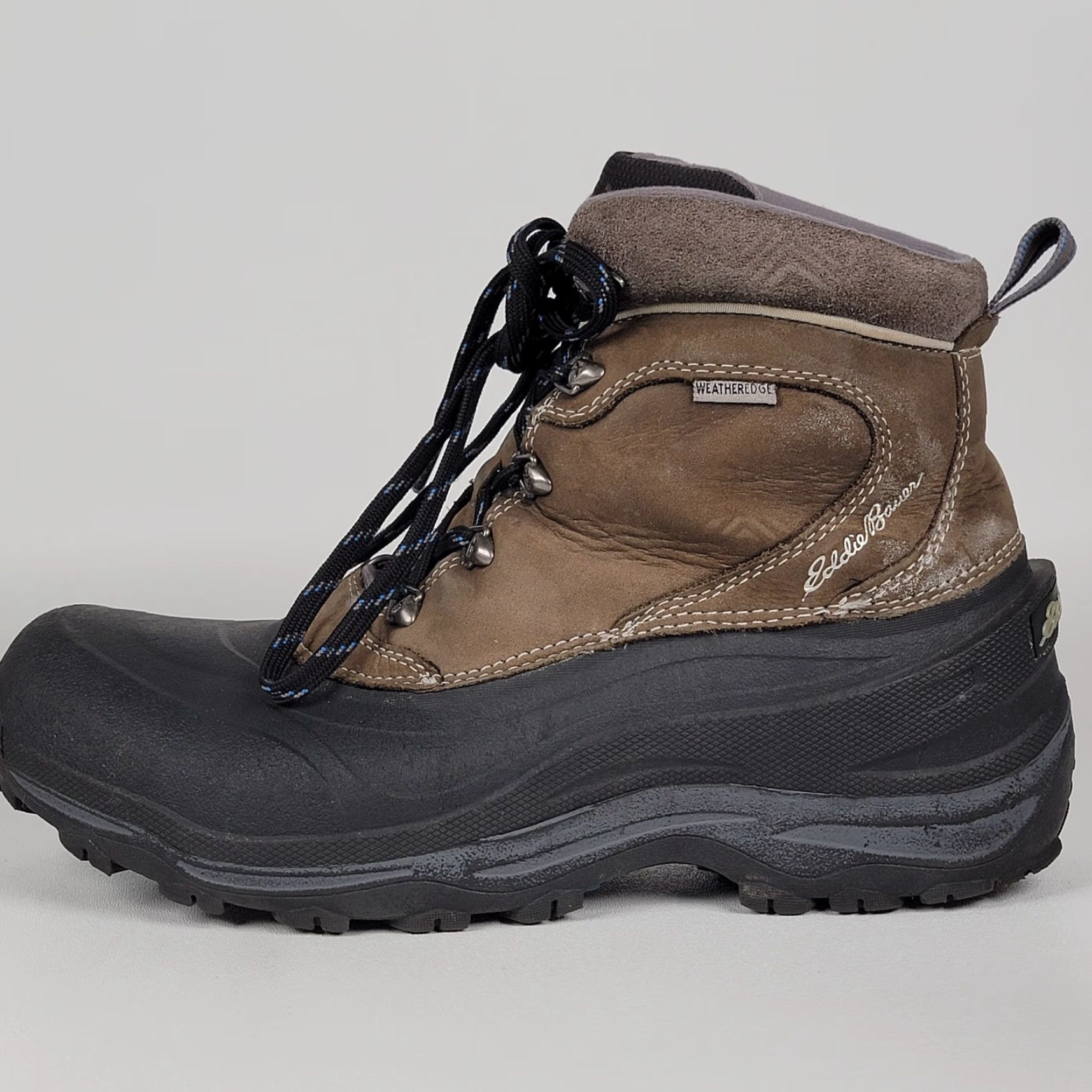 Eddie Bauer Eddie Bauer Mens Snow Boots Winter Waterproof Insulated 200g Thermafill Two Tone Brown Leather Rubber Snowfoil Boots Mens 10 Shoes Size US 10 / EU 43 - 6 Thumbnail