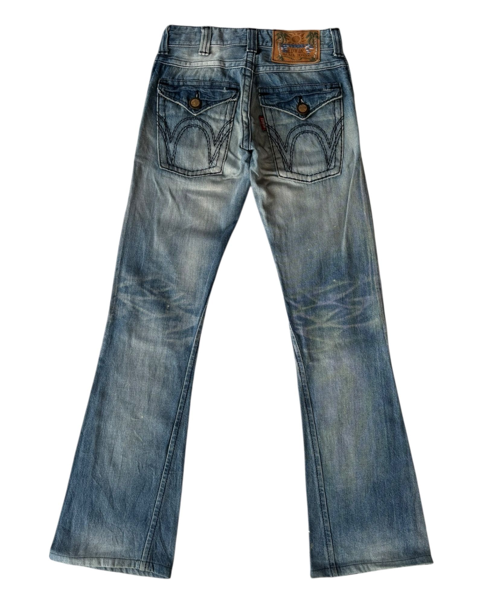Edwin × Kapital Edwin Blue Trip Flared Bootcut Distressed Denim Jean Size 28" / US 6 / IT 42 - 2 Thumbnail