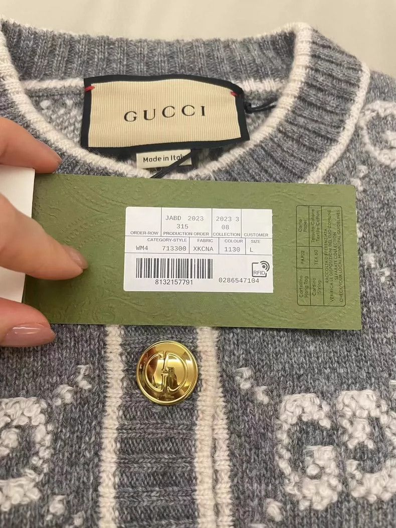 Gucci Gucci 23 new gray logo cardigan jacket 2505-Nextarrow Size M / US 6-8 / IT 42-44 - 3 Thumbnail