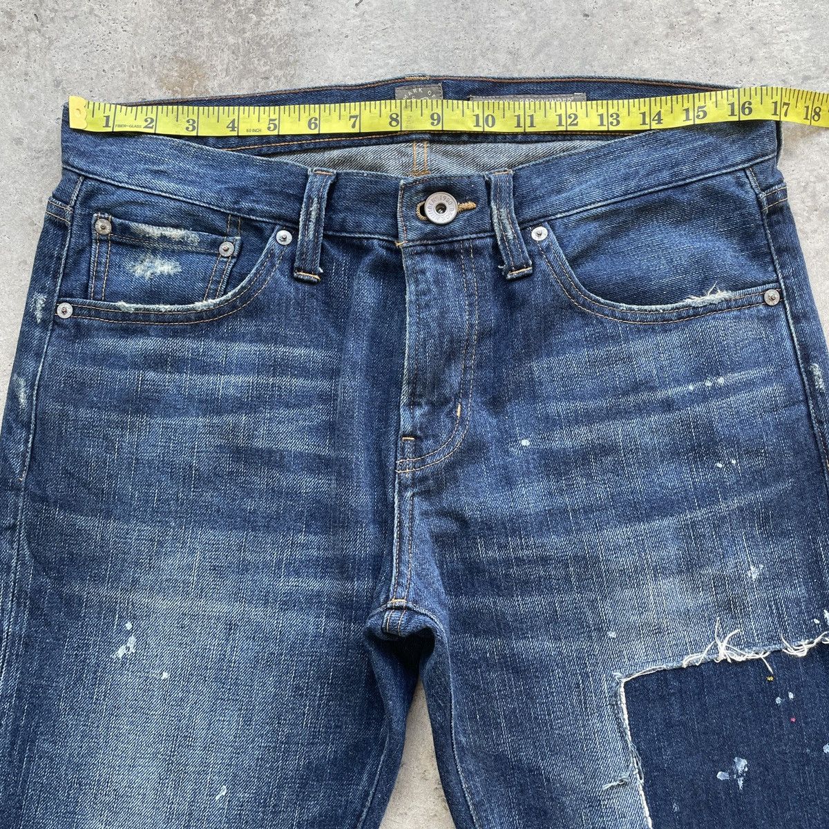 Japanese Brand Vintage Back Number Faded Denim Jeans Pants Splash Paints Size US 33 - 5 Thumbnail