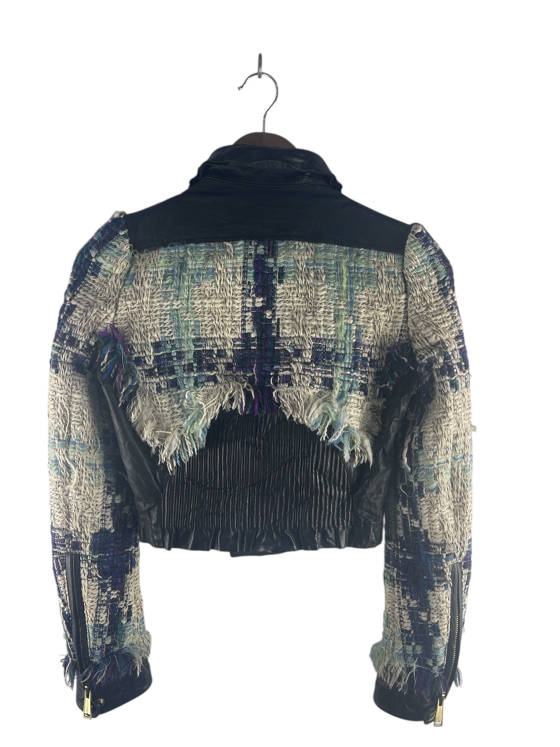 Dsquared2 Dsquared2 Cropped Tweed Biker Jacket - Made in Italy Size US XXS / EU 40 - 2 Thumbnail