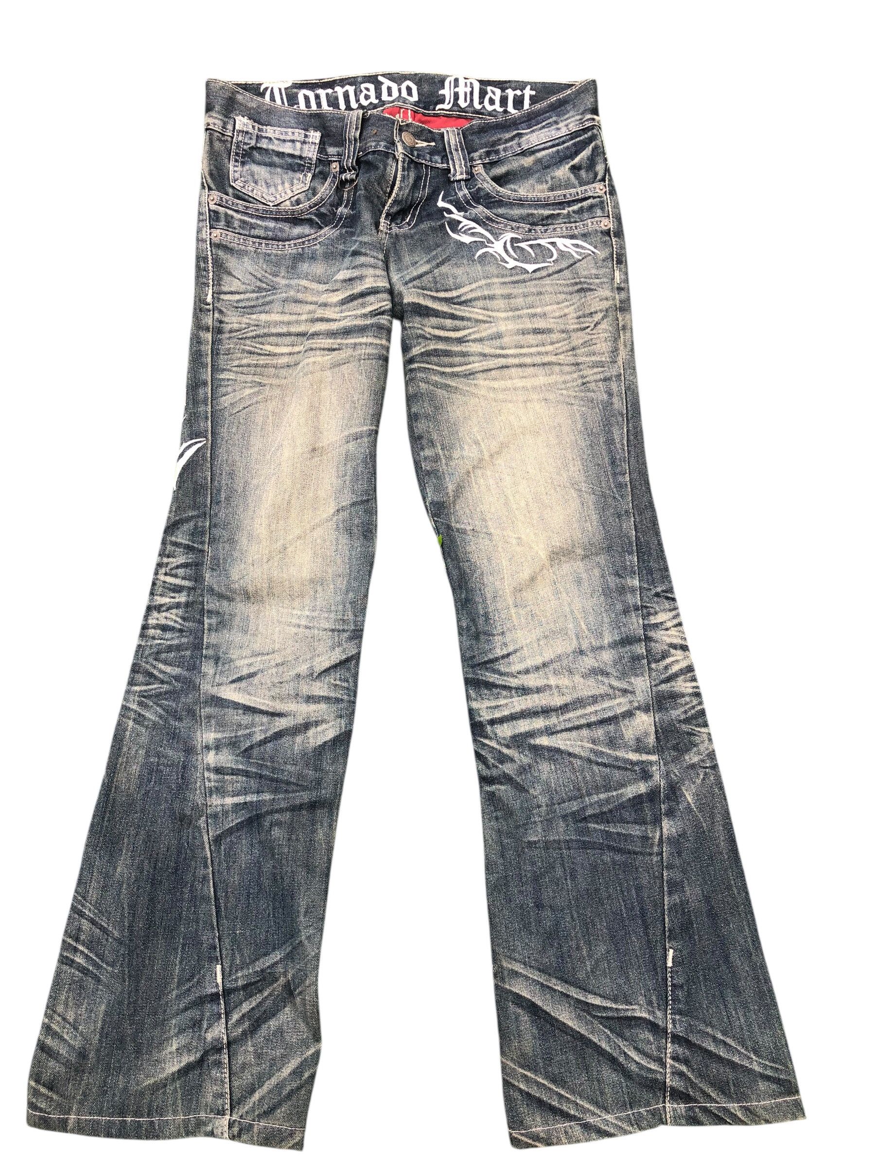 Tornado Mart Tornado Mart Tribal Vkei Flare Denim Pants Size 31" - 2 Thumbnail
