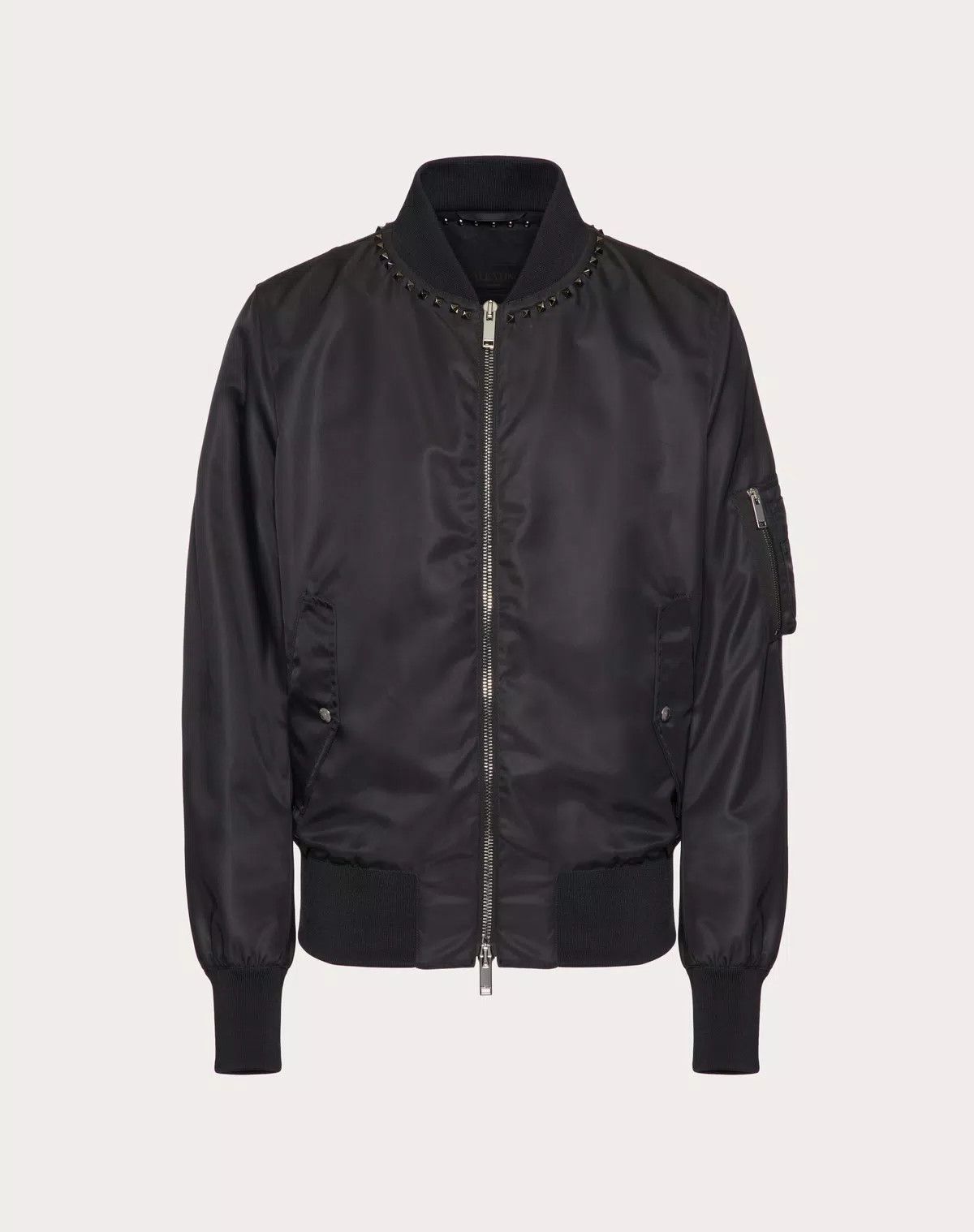 oc11z0725 Nylon Bomber Jacket in Black