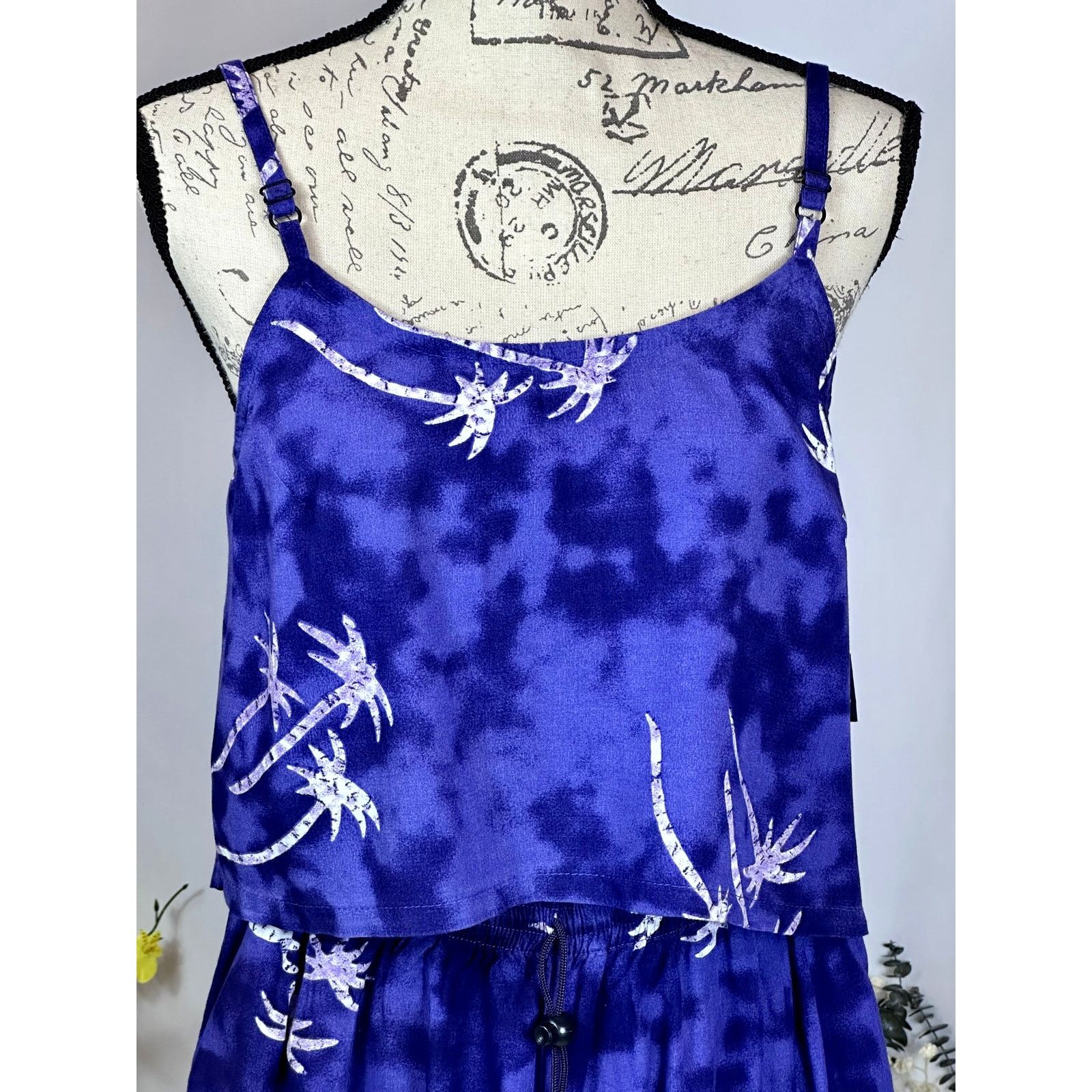 Other 2 Piece Island Ready Crop Top Matching Pants Palm Trees L Size 34" / US 12 / IT 48 - 4 Thumbnail