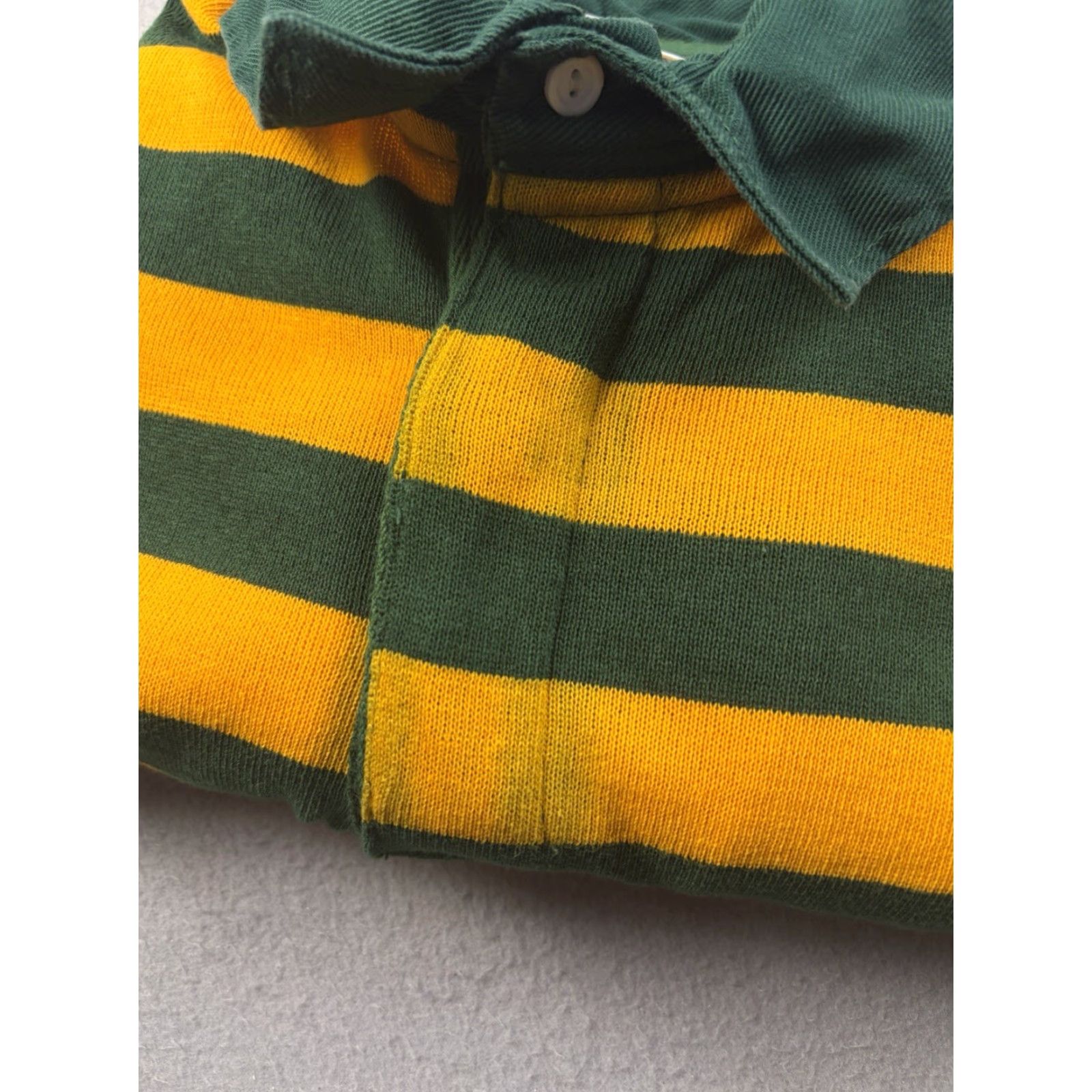 Vintage VINTAGE Halbro Polo Rugby Shirt Men 42 Green Yellow Striped 90s Football Soccer Size US XL / EU 56 / 4 - 3 Thumbnail