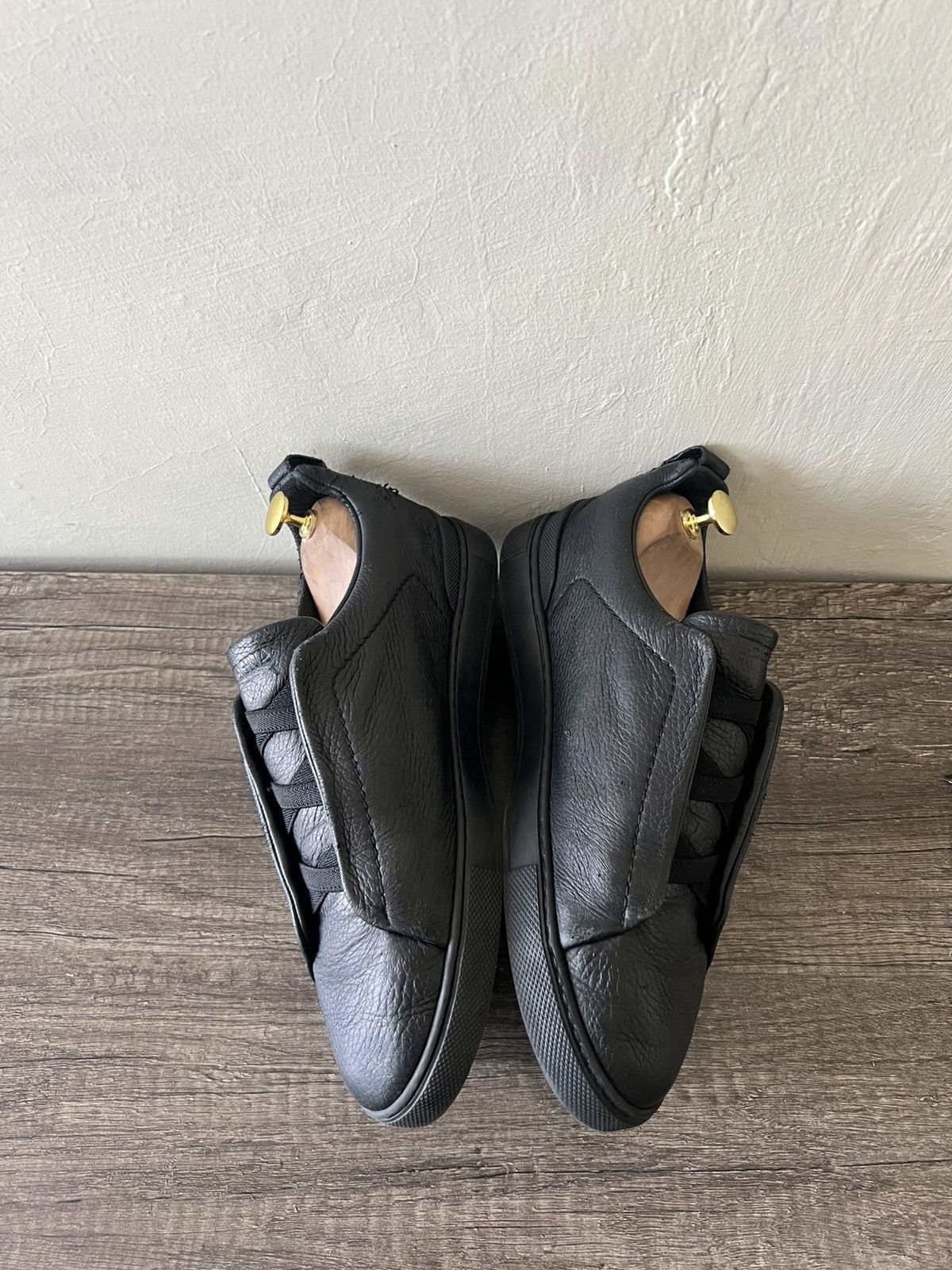 Ermenegildo Zegna ZEGNA TRIPLE STITCH BLACKOUT LOW-TOP SNEAKERS Size US 7.5 / EU 40-41 - 6 Thumbnail