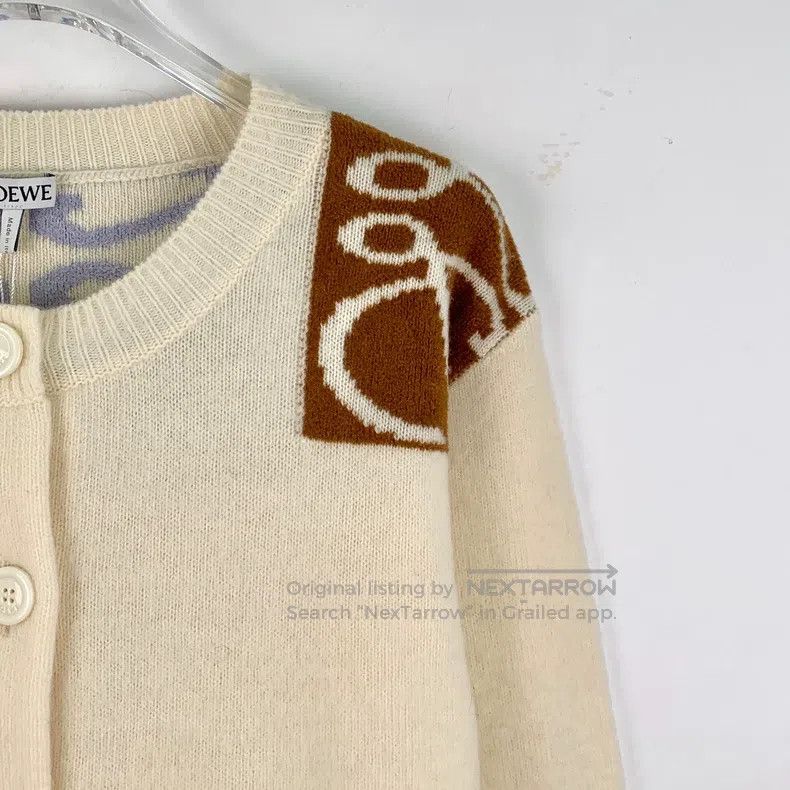 Loewe Loewe Ivory White Logo Embroidered Wool Crew-neck Single-b Size M / US 6-8 / IT 42-44 - 3 Thumbnail