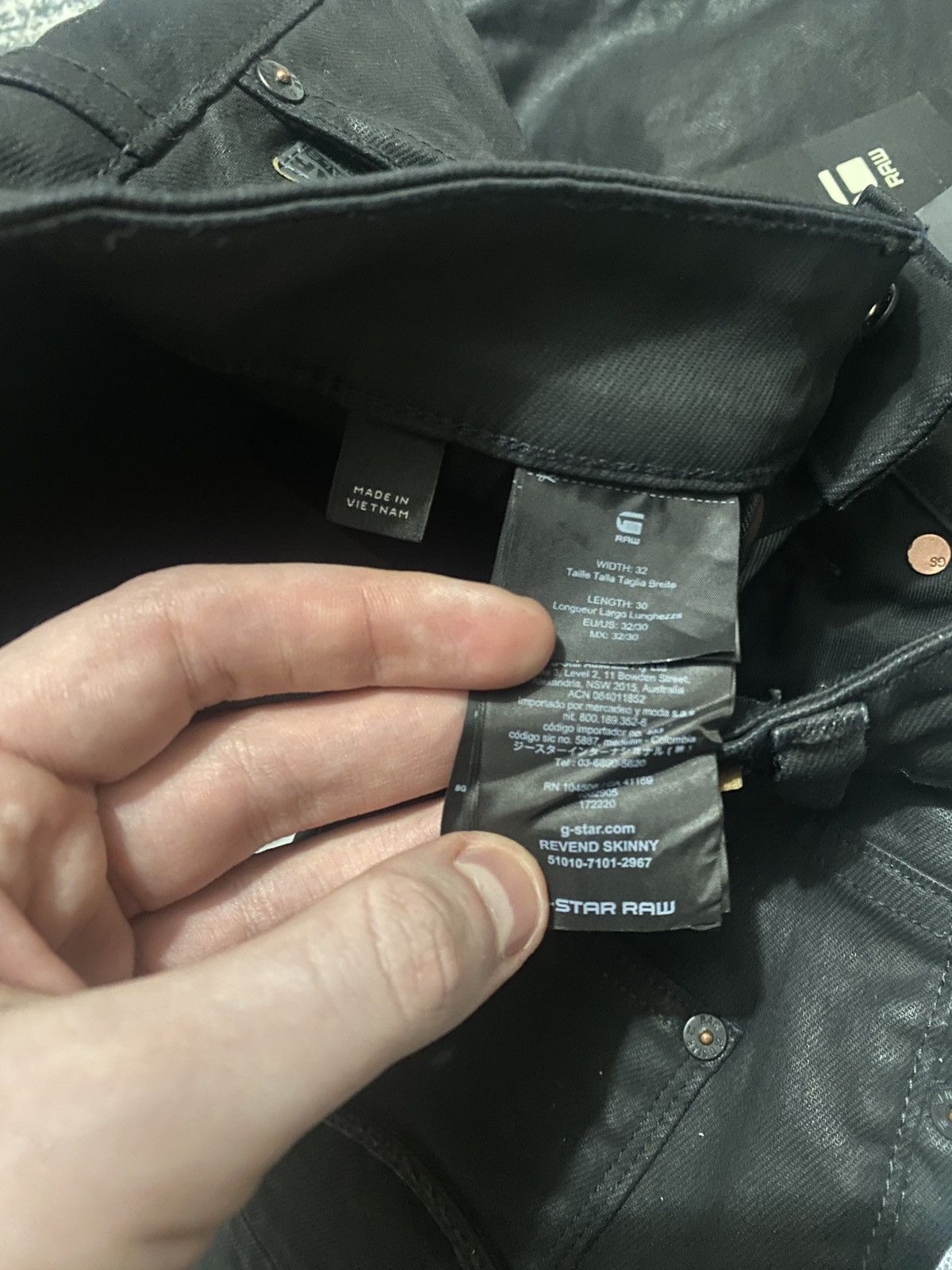 G-Star Revend Skinny Waxed Black with leather rings Size US 32 / EU 48 - 4 Thumbnail