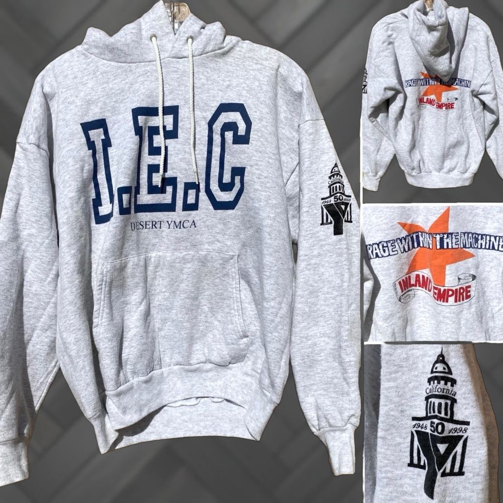 Hanes VINTAGE Hanes Desert YMCA I.E.C Rage Machine Inland Empire Hoodie Sweatshirt L Gray 90s Mens Hoodie Size US L / EU 52-54 / 3 - 1 Thumbnail