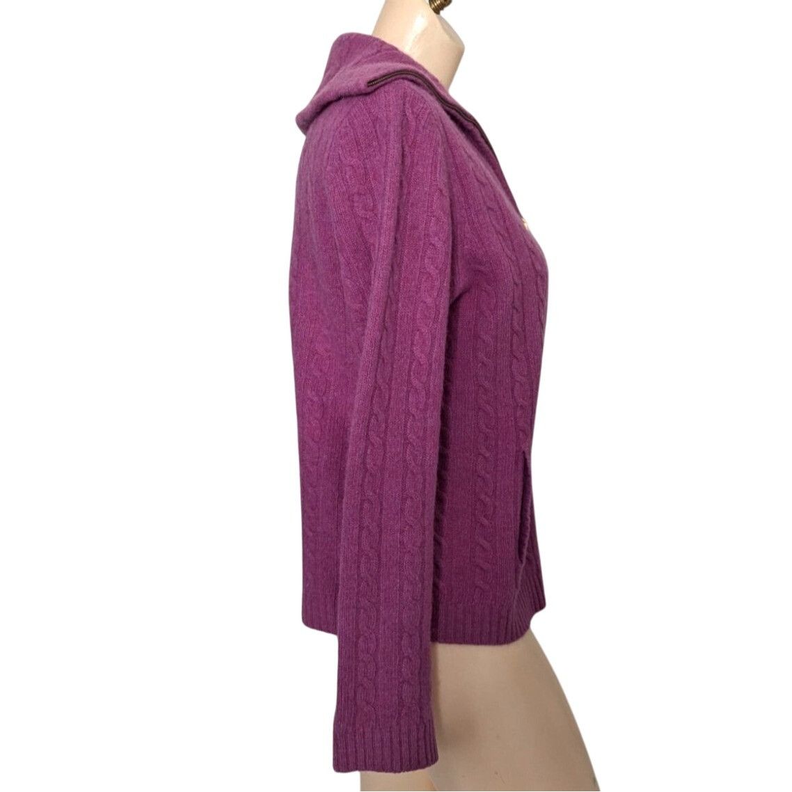 Lauren Ralph Lauren Ralph Lauren Pink Cable Knit Zip Up Sweater Angora Wool Wome Size M / US 6-8 / IT 42-44 - 4 Thumbnail