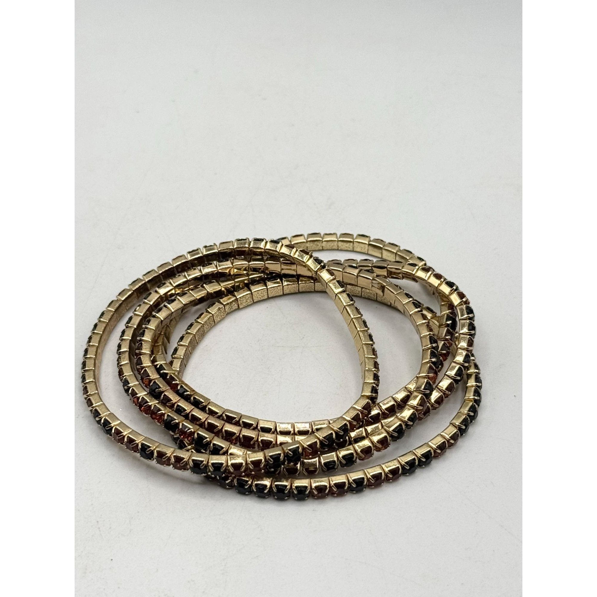 Vintage Vintage brown & black rhinestone stretch five strand bracele Size ONE SIZE - 3 Thumbnail
