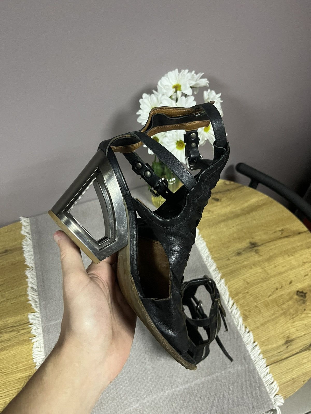 A.S.98 RARE Leather A.S 98 Avant Garde Bikkembergs Style Metal Heel Size US 7 / IT 37 - 9 Thumbnail