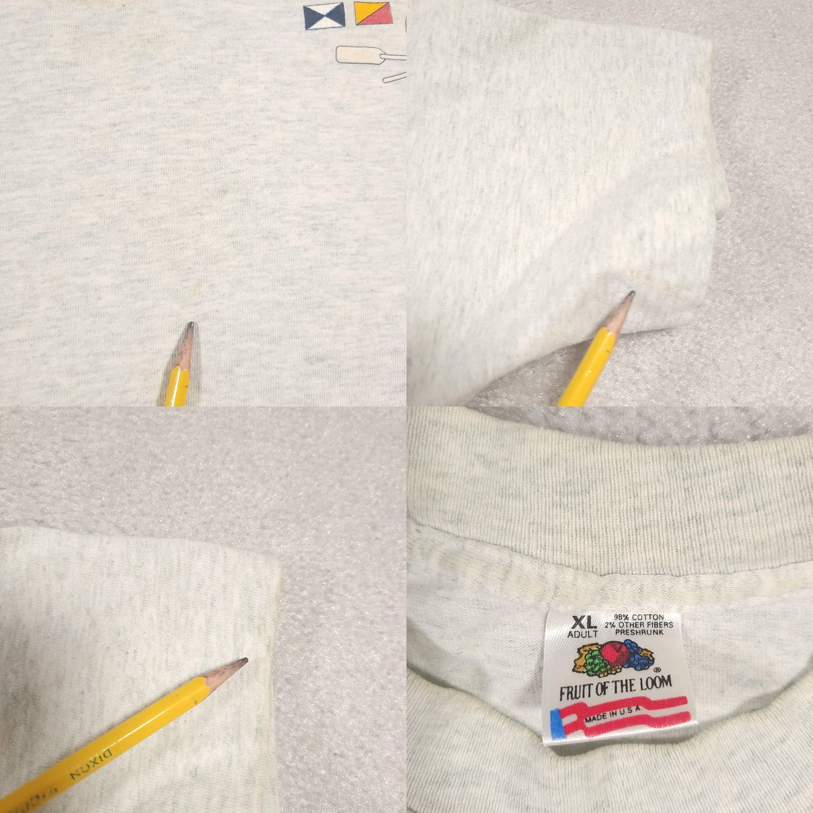 Fruit Of The Loom VINTAGE Boat Naked Shirt Mens XL Gray Funny Slogan Graphic Tee USA 90s Size US XL / EU 56 / 4 - 8 Thumbnail