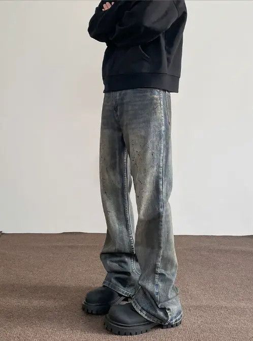 VIBE American retro dirtyfit washed distressed ink-splashed jeans Size US 32 / EU 48 - 7 Thumbnail