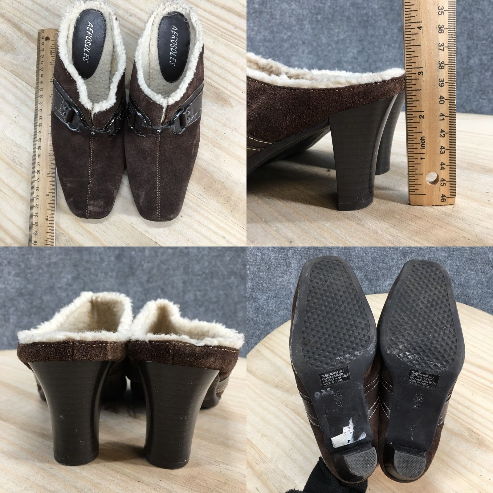 Vintage Aerosoles Sandals Womens 7.5 M Cinch Of Salt Slip On Lined Mules Brown Suede Size US 8 / IT 38 - 8 Thumbnail
