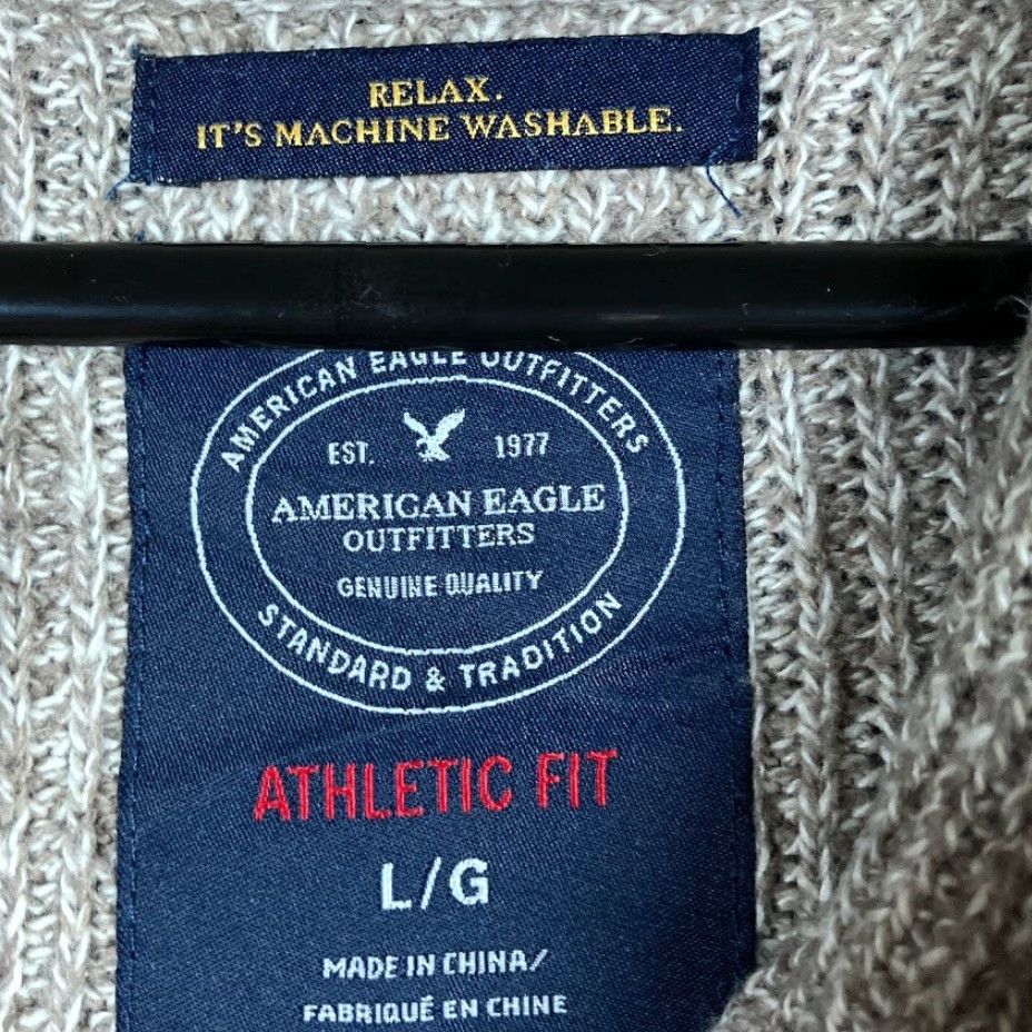 Vintage American Eagle Men Sweater Beige Pullover V Neck Wool Blend Large Size US L / EU 52-54 / 3 - 6 Thumbnail