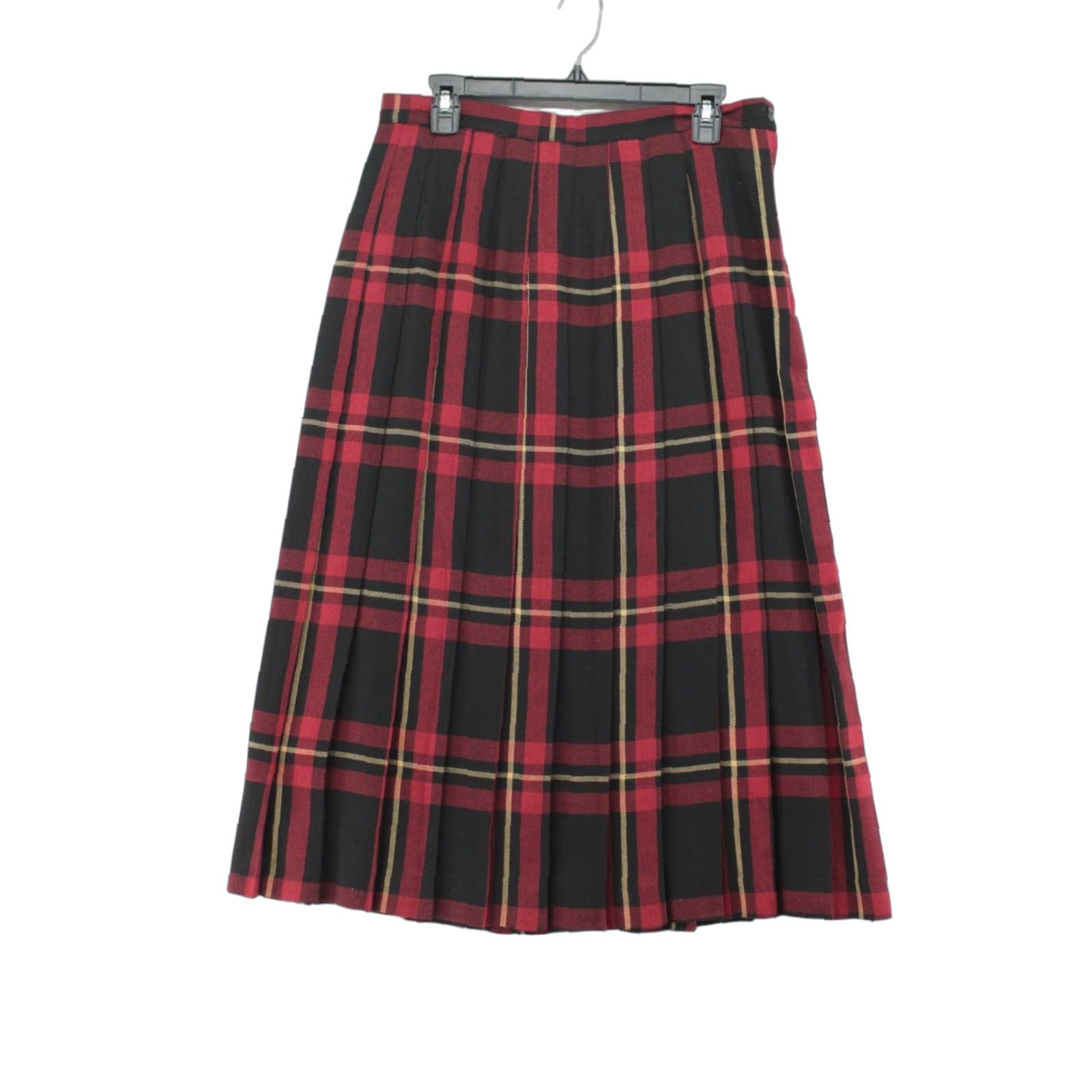 Etro Lauren Wood VTG Yes Vintage Skirt Women 16 Red Black Tartan Plaid Pleat School Classic Retro 16" Midi Size 38" / US 16 / IT 52 - 1 Thumbnail
