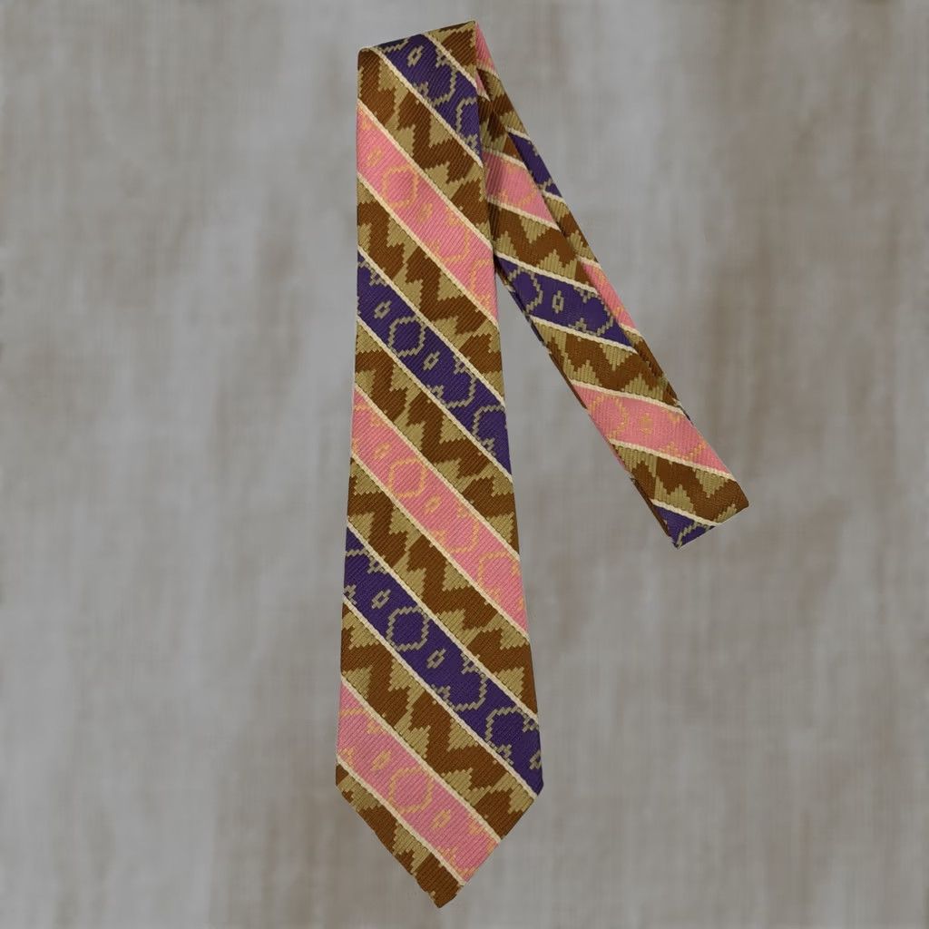 Pinko VINTAGE 70s Necktie Polyester Geometric Purple Pink Brown 52 Inches Long Men Brown PINK Tie Size ONE SIZE - 1 Thumbnail