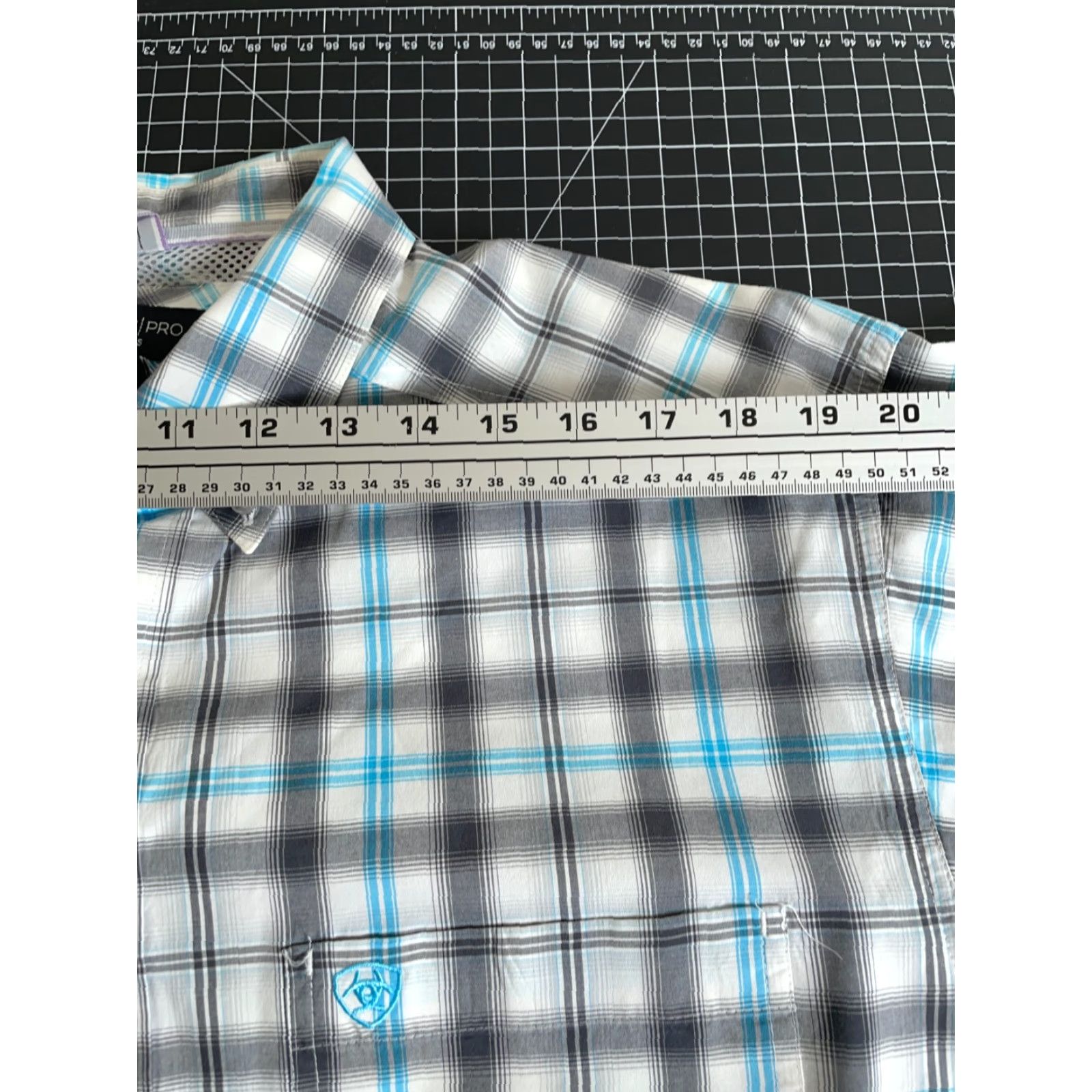 Ariat Ariat Pro Series Shirt Adult XL White Blue Gray Check Long Sleeve Workwear Size US XL / EU 56 / 4 - 7 Thumbnail