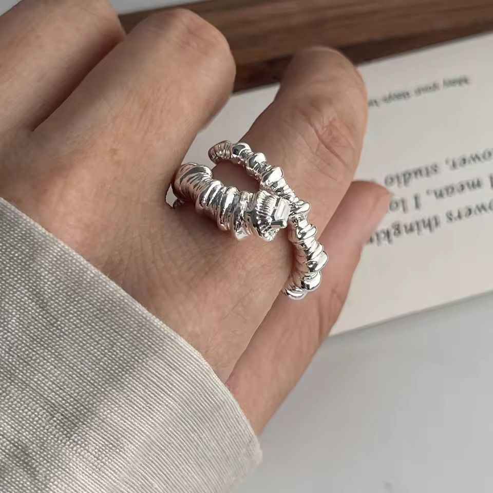 Sterling Silver 925 Sterling silver punk gothic irregular ring Size ONE SIZE - 4 Thumbnail