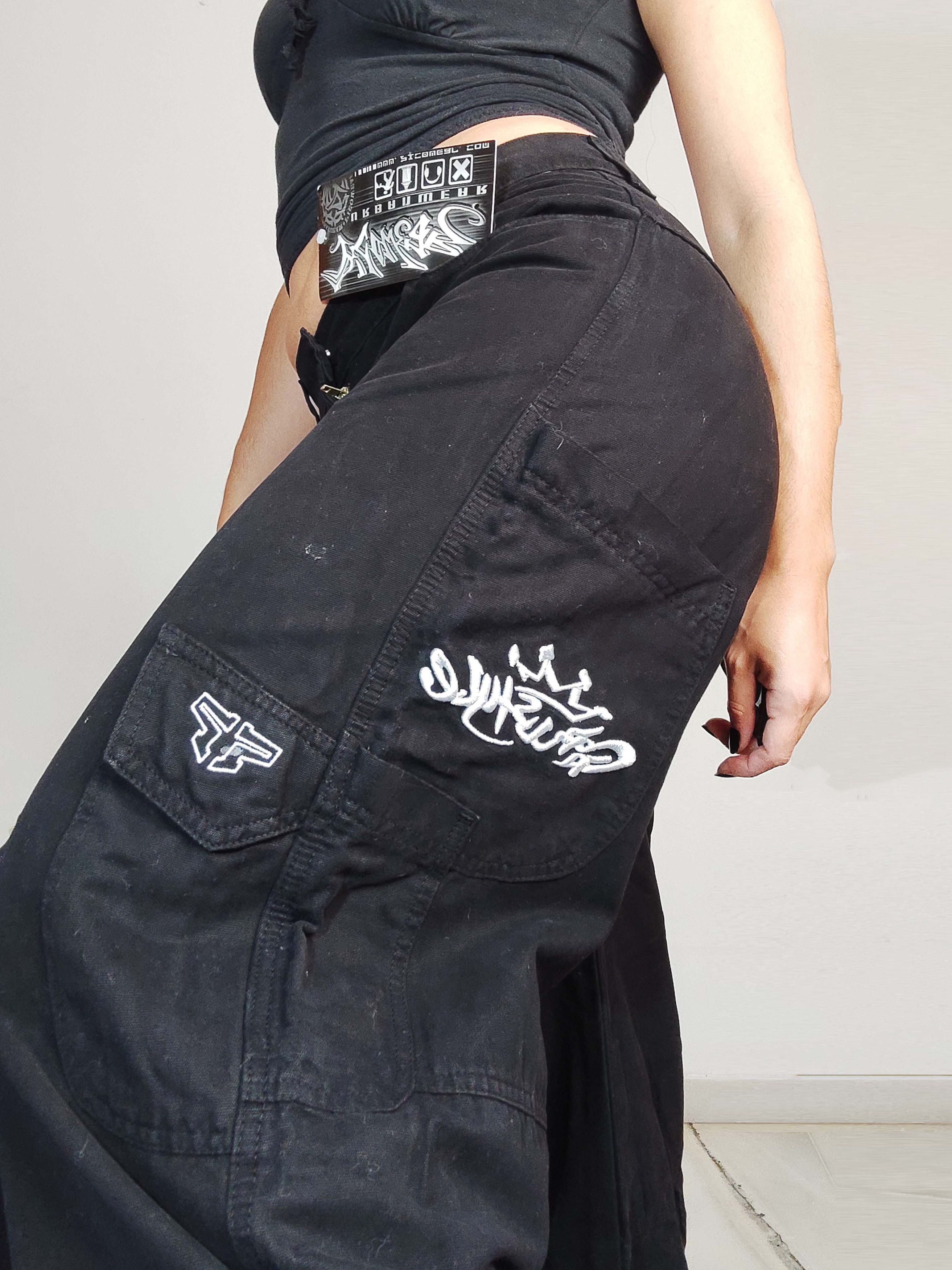 Vintage Vintage Hip Hop Baggy Trousers with Graffiti embroidery Size 27" / US 4 / IT 40 - 2 Thumbnail