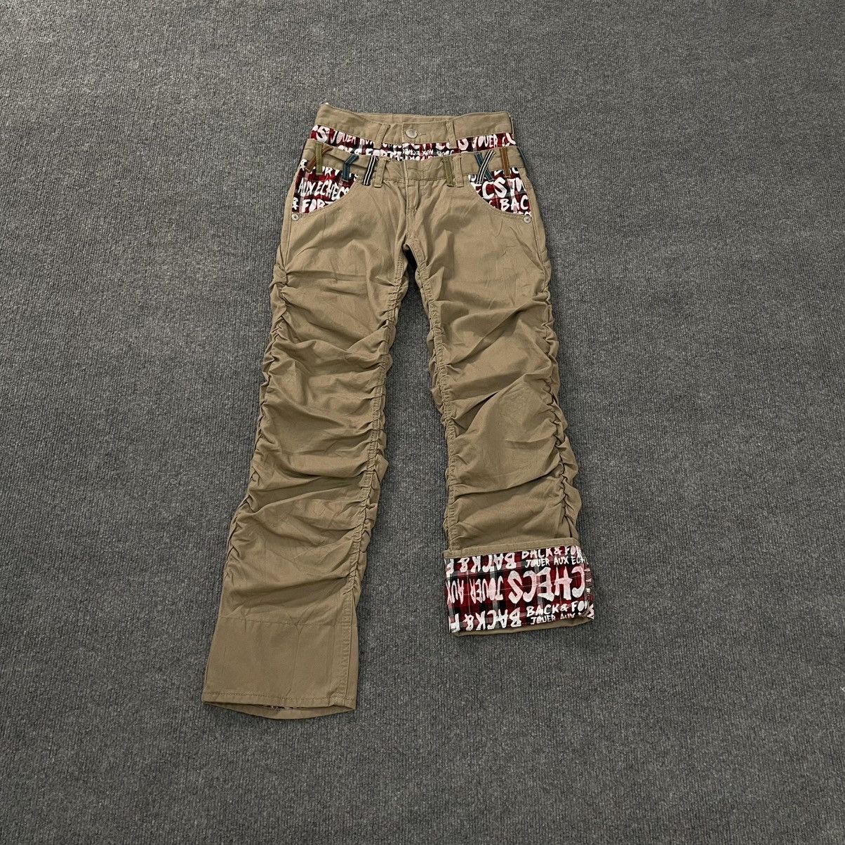 PPFM Ruched Double Waist Pants with Graphic Contrast Panels Size US 26 / EU 42 - 1 Thumbnail