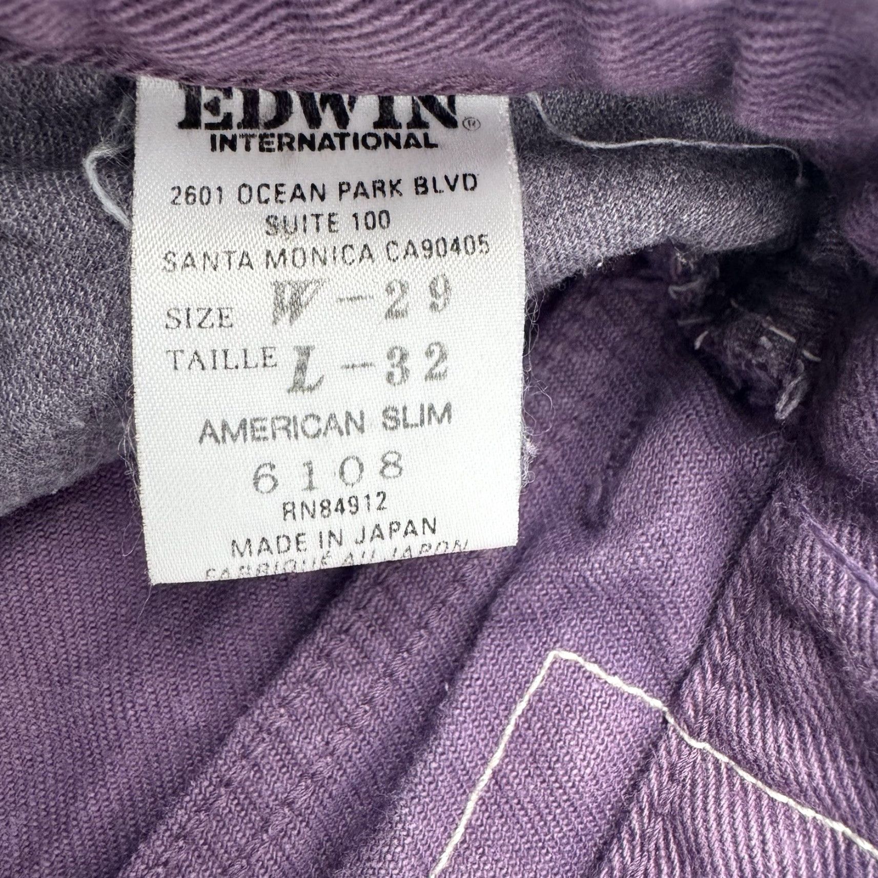 Edwin Edwin Jeans Adult 29x32 Skinny Denim Purple Japan Made In Vapor? Note: This seems off. Size US 29 - 5 Thumbnail