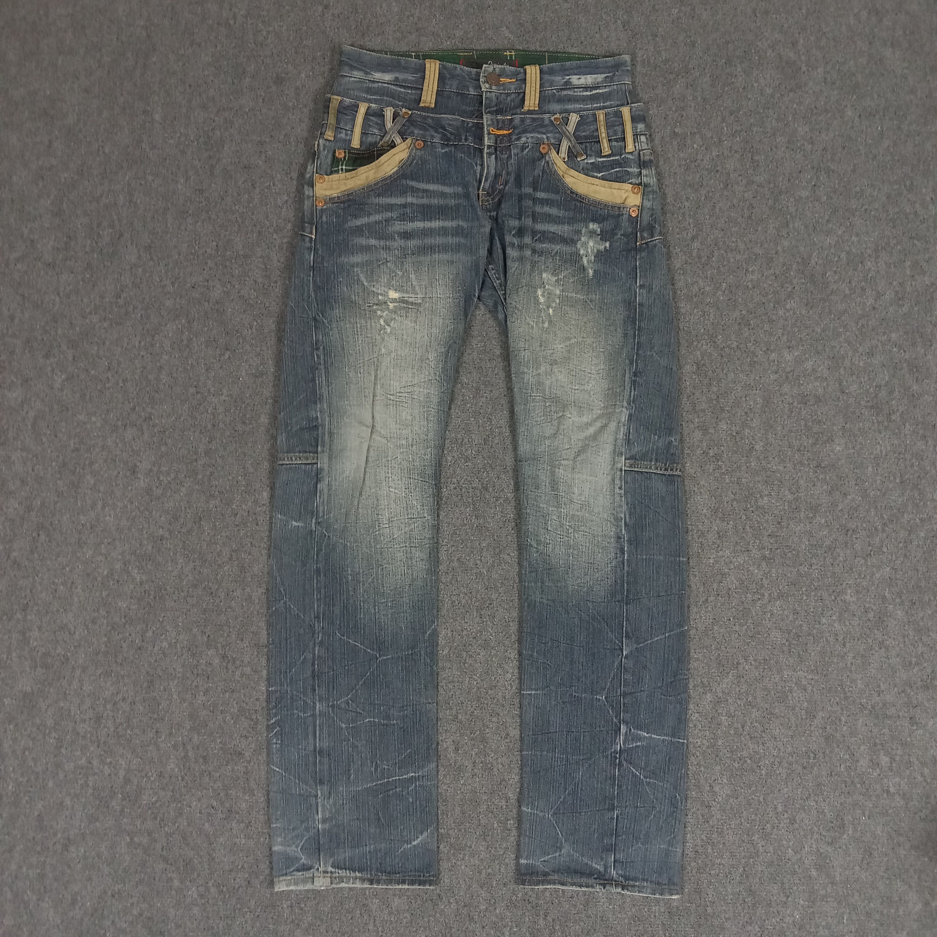 Japanese Brand × Vintage Dominate Handcrafted Double Waist Rock Style Jeans Size US 30 / EU 46 - 4 Thumbnail