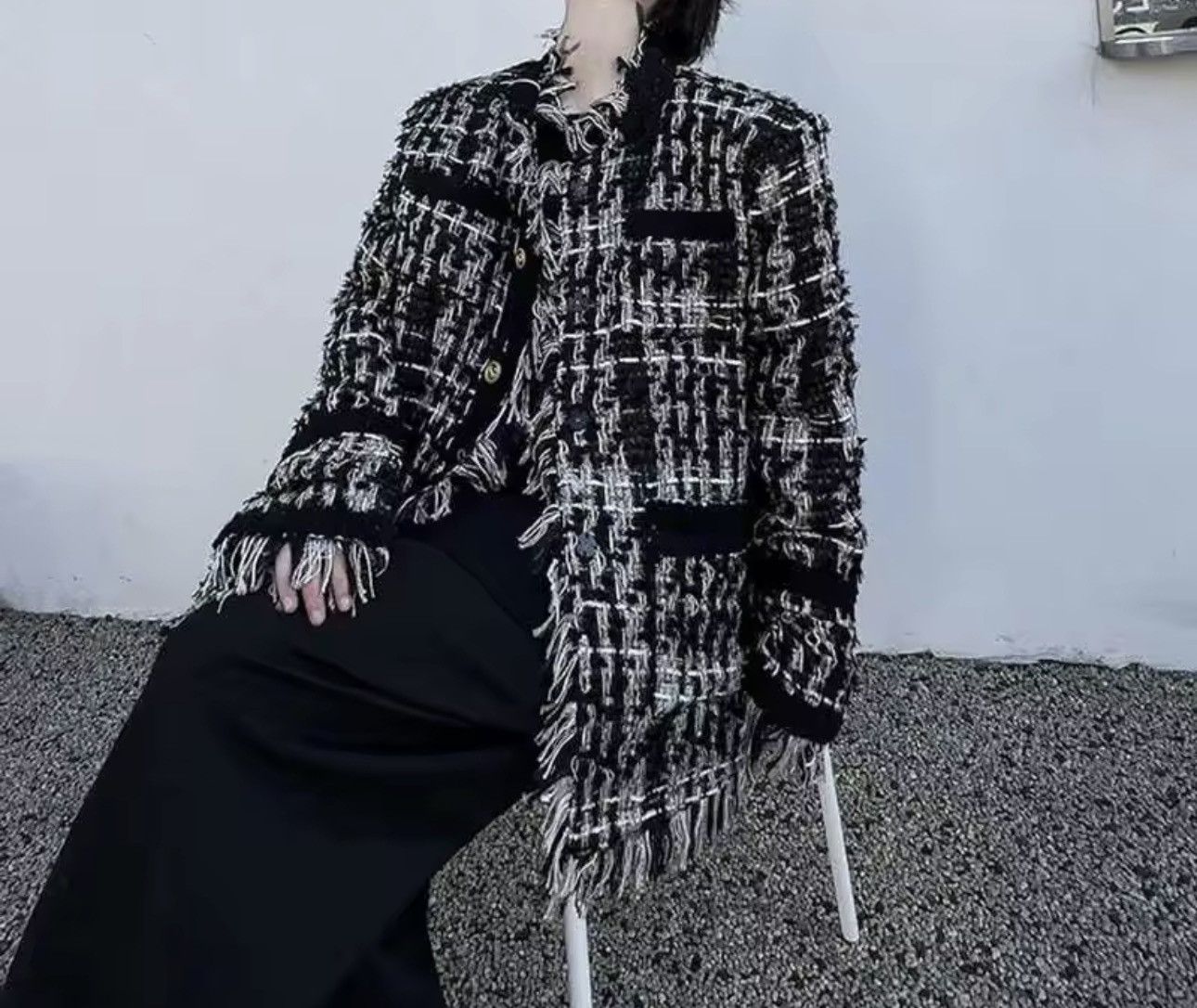 Japanese Brand Tassel Casual Vintage Style Black & White Jacket Blazer Size US M / EU 48-50 / 2 - 1 Thumbnail