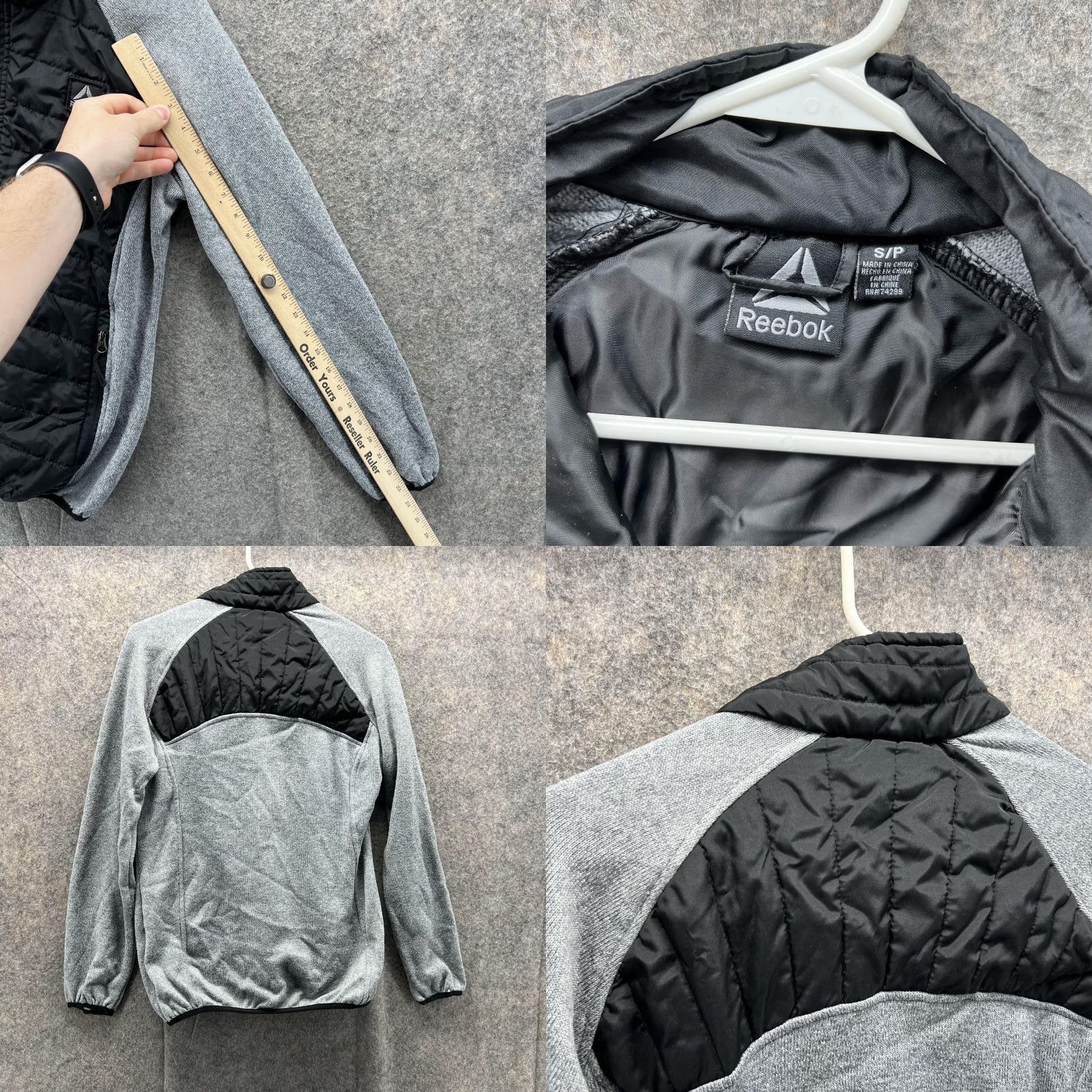 Reebok Reebok Sweater Men Small Black Gray Full Zip Sweatshirt Athletic Quilted Jacket Shirt Size US S / EU 44-46 / 1 - 8 Thumbnail